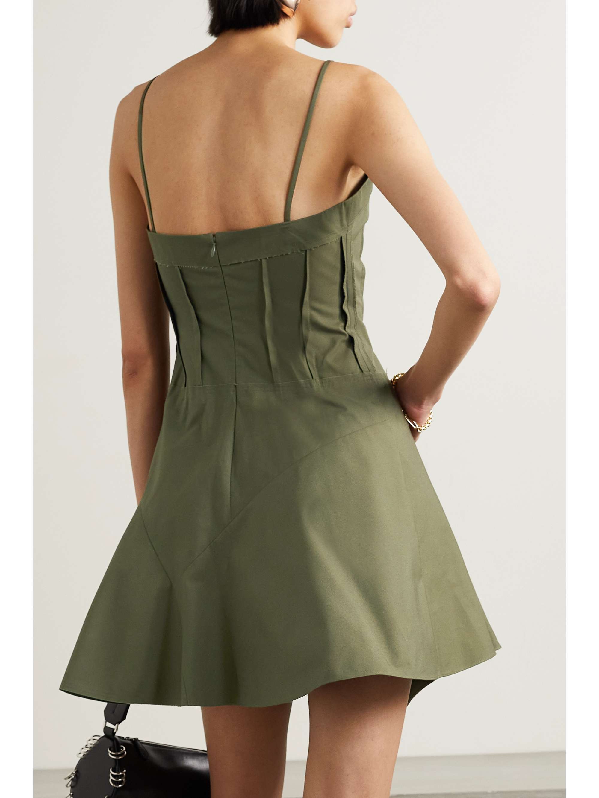 COMMISSION Ruffled paneled cotton-poplin mini dress