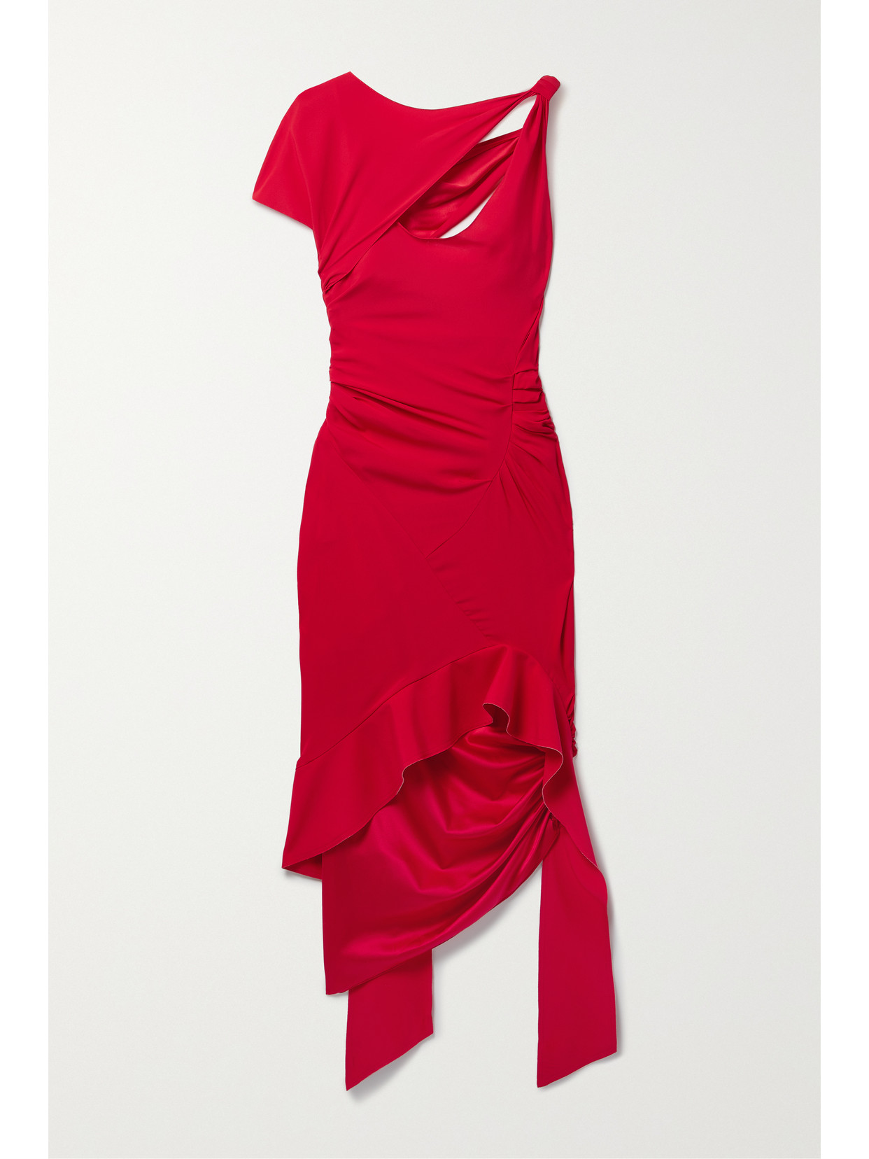 COMMISSION Asymmetric Cutout Stretch-silk Satin Midi Dress