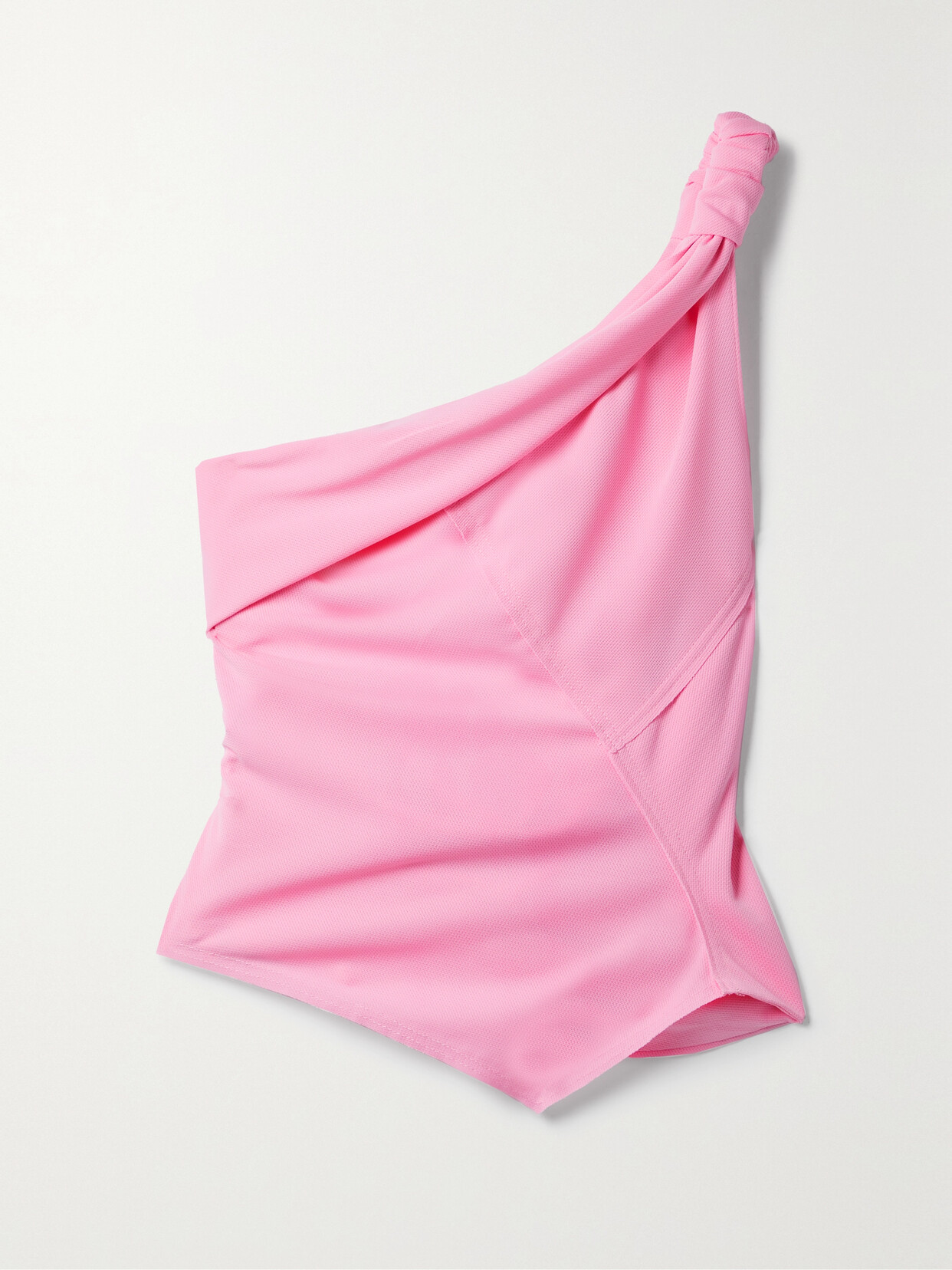 COMMISSION One-shoulder Cutout Draped Piqué Top - Pink