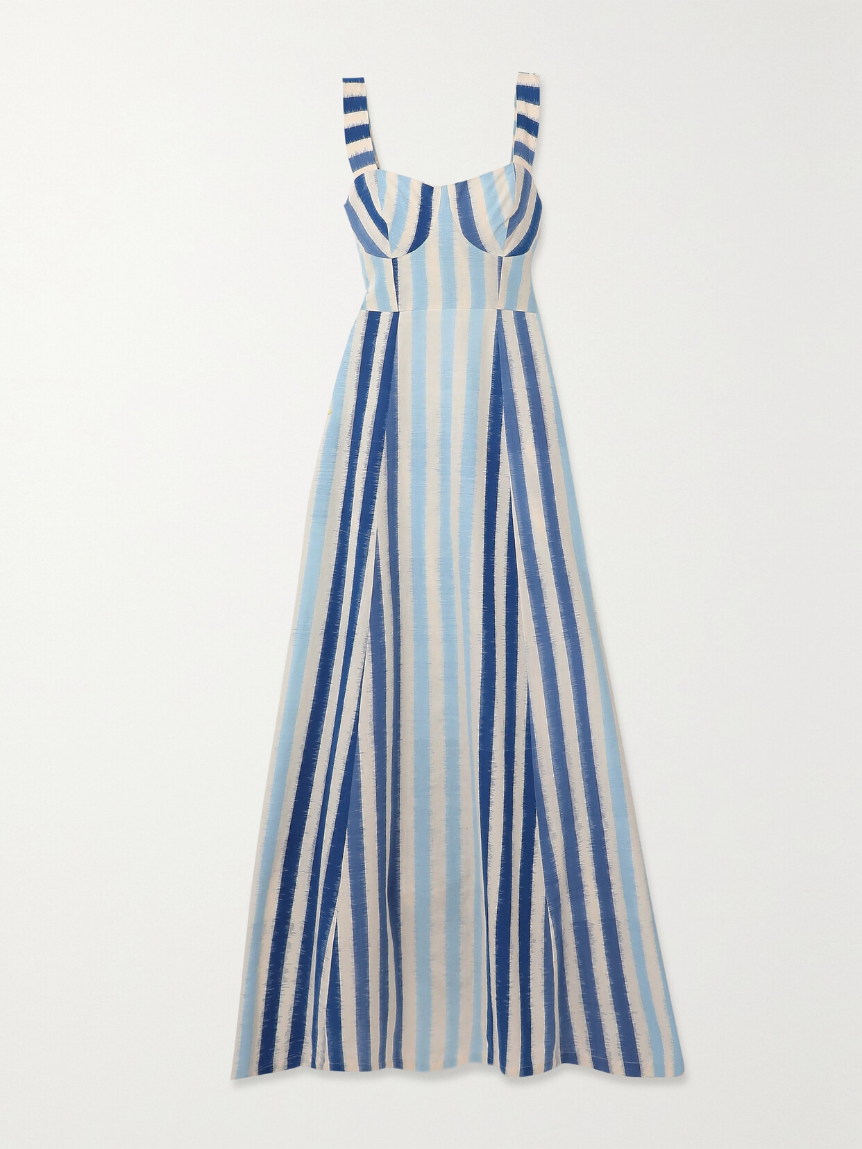 Emporio Sirenuse - Azzurra Cutout Striped Cotton-piqué Maxi Dress - Blue