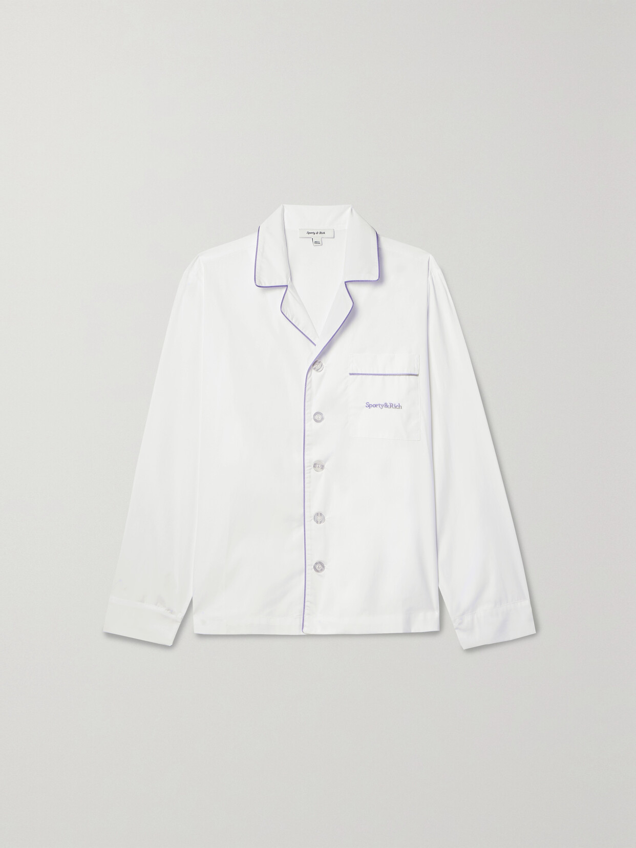 Sporty & Rich - Carter Piped Embroidered Cotton-poplin Shirt - White