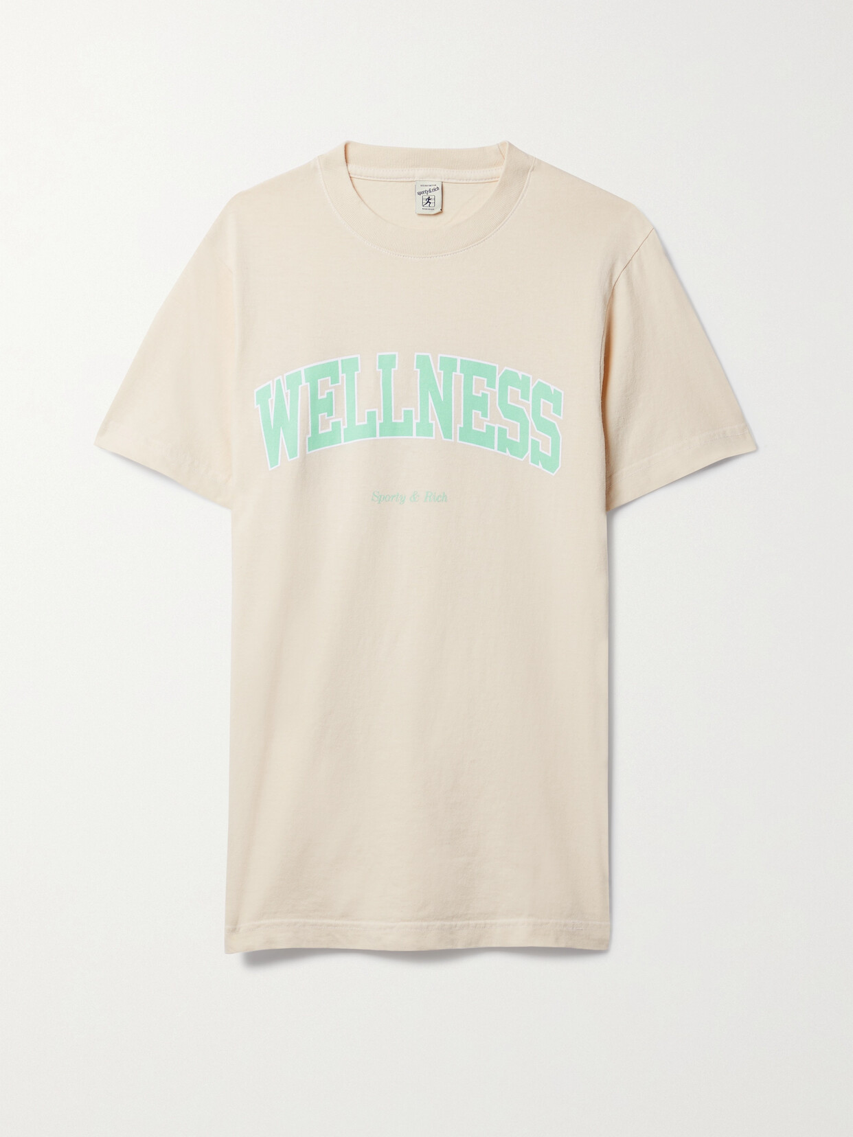 Shop Sporty And Rich Wellness Ivy Printed Cotton-jersey T-shirt In Cream