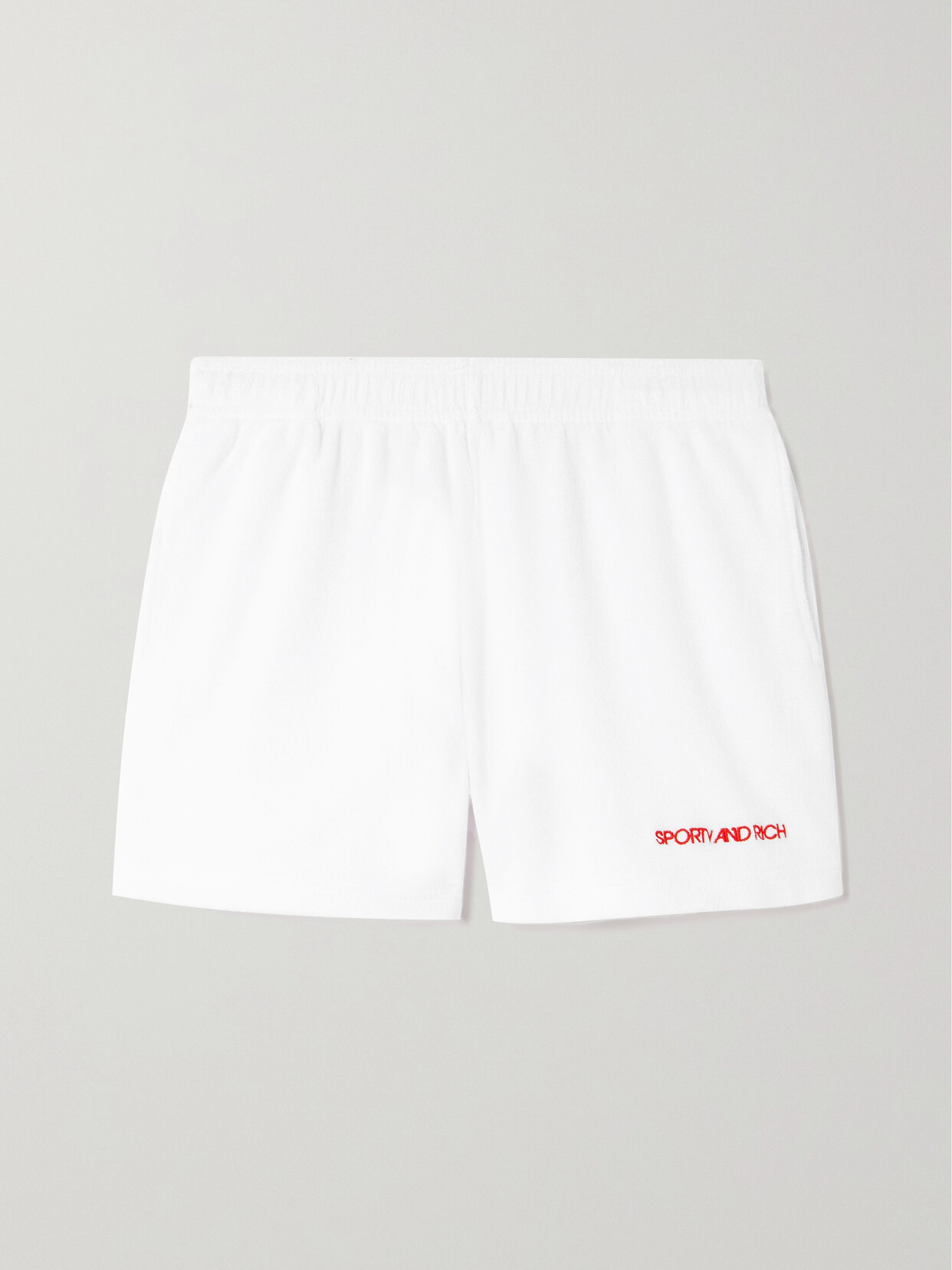 Sporty & Rich - Disco Embroidered Cotton-terry Shorts - White