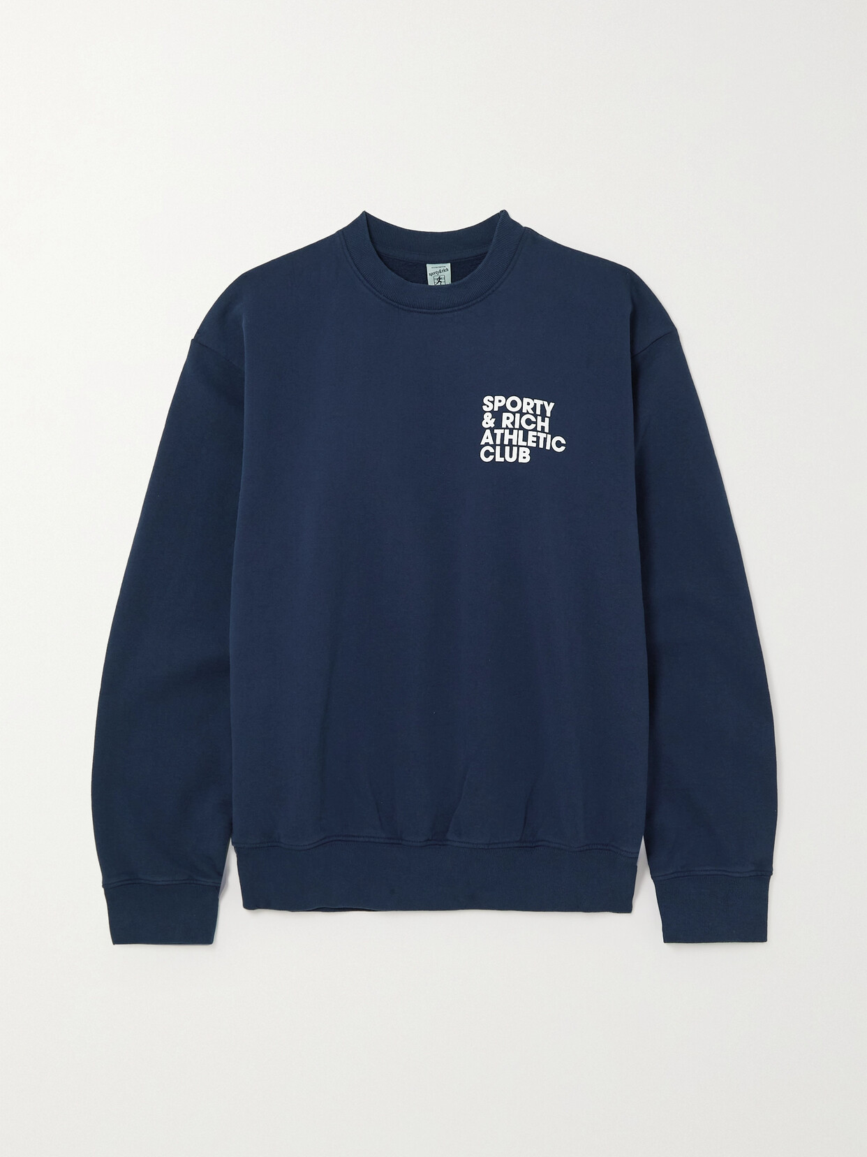 Sporty & Rich - Exercise Often Printed Cotton-jersey Sweatshirt - Blue