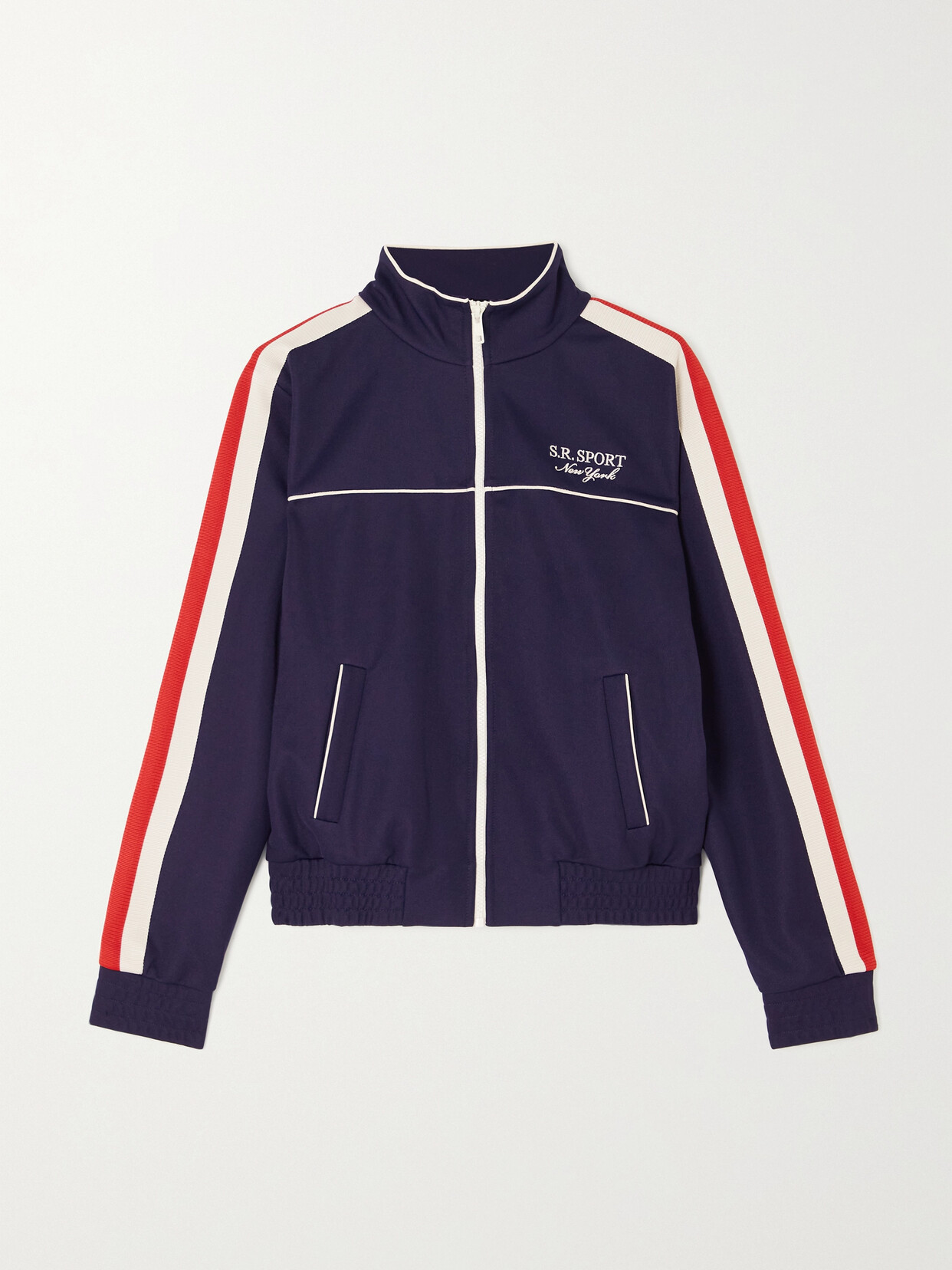 Sporty & Rich - Eliot Striped Embroidered Jersey Track Jacket - Blue