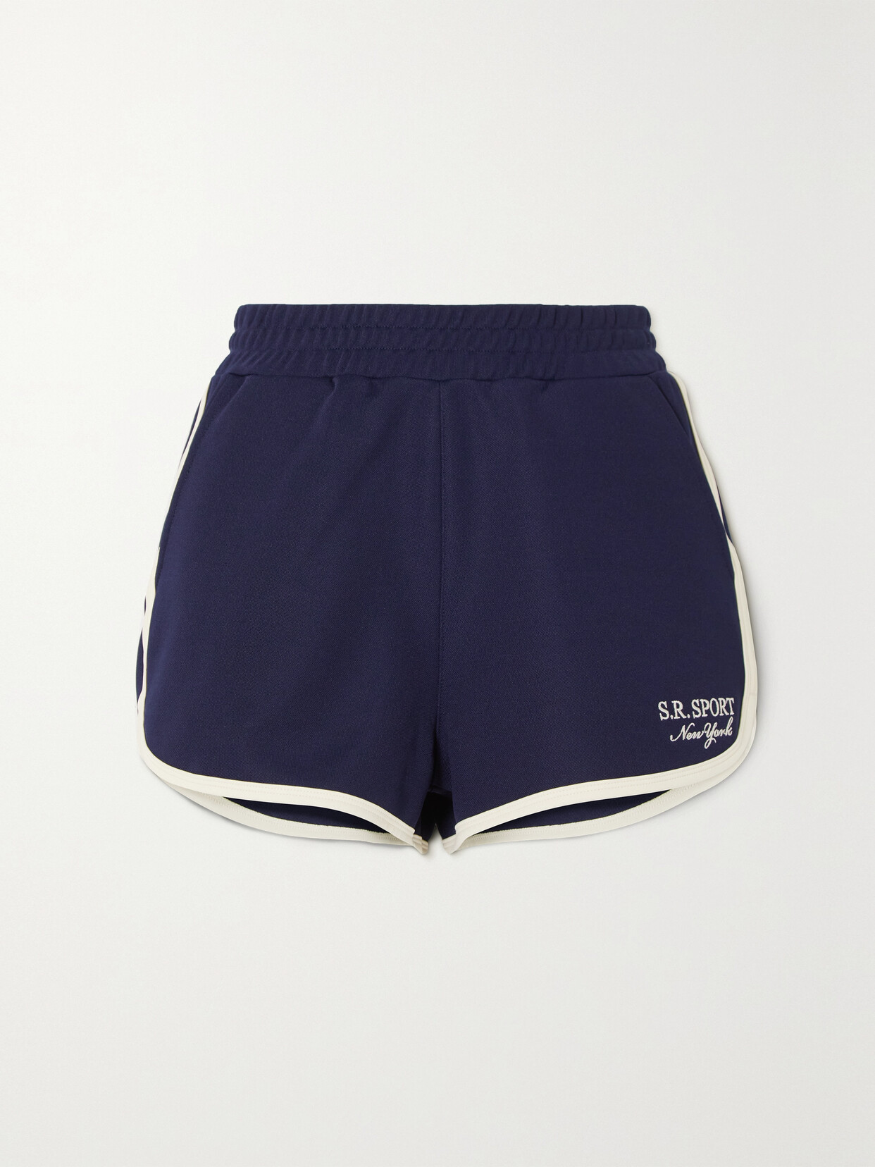 Sporty & Rich - Brune Embroidered Jersey Shorts - Blue