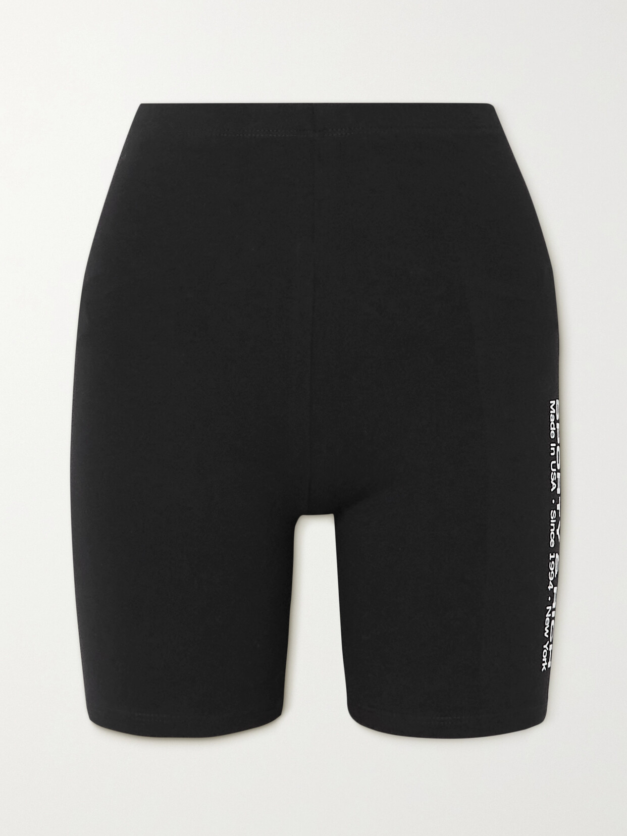 Sporty And Rich Printed Stretch-cotton Biker Shorts In Black