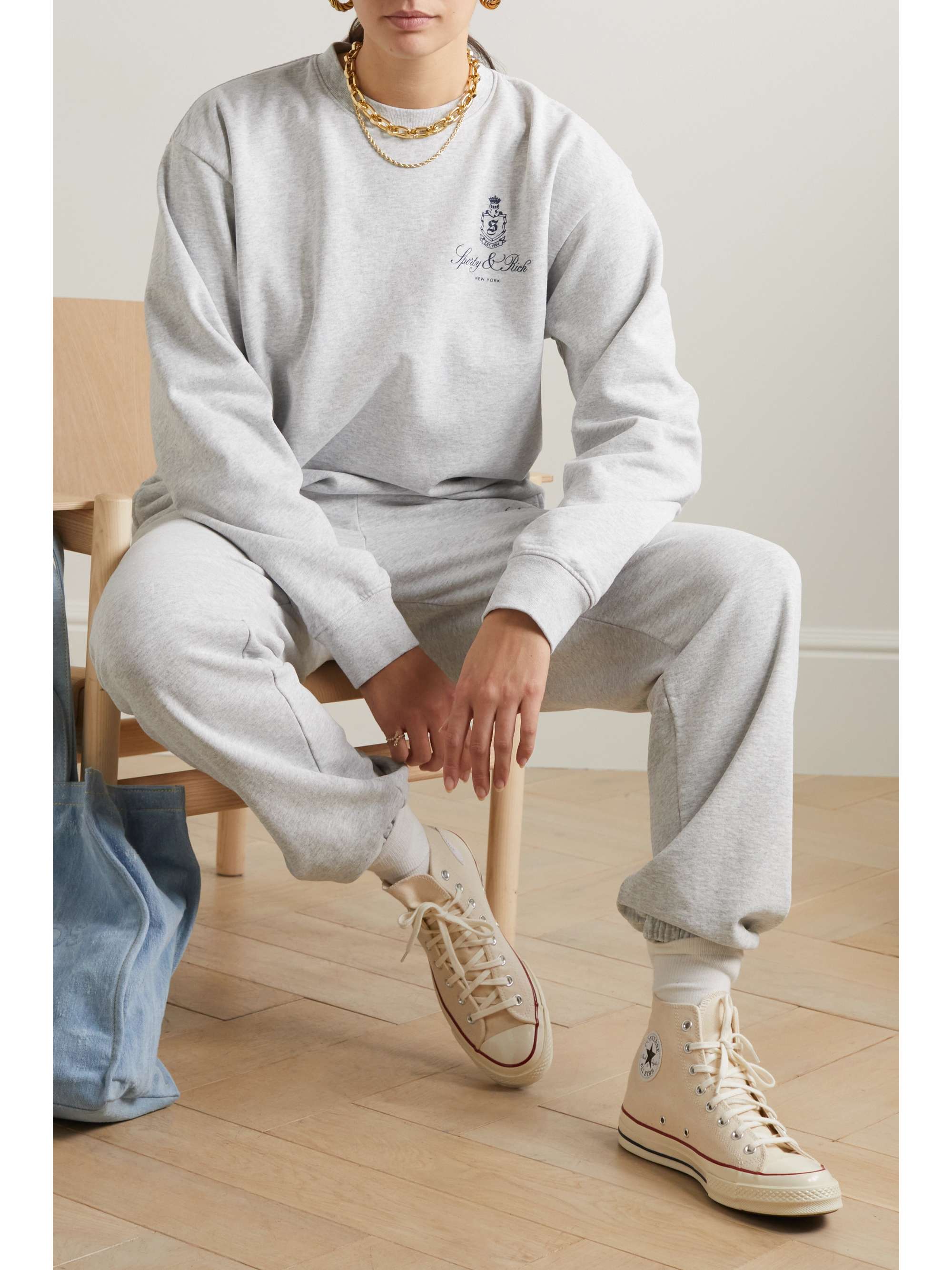 SPORTY u0026 RICH Vendome printed cotton-blend jersey sweatshirt | NET-A-PORTER