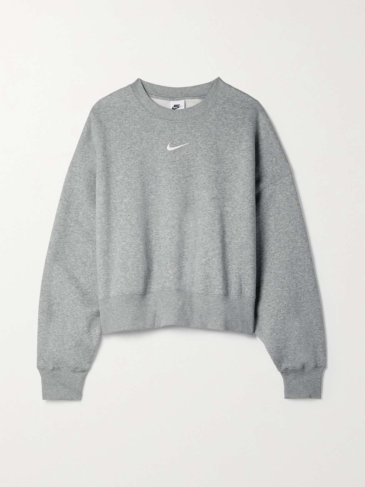 Nike - Sportswear Essentials Oversized Cropped Cotton-blend Jersey Sweatshirt - Gray