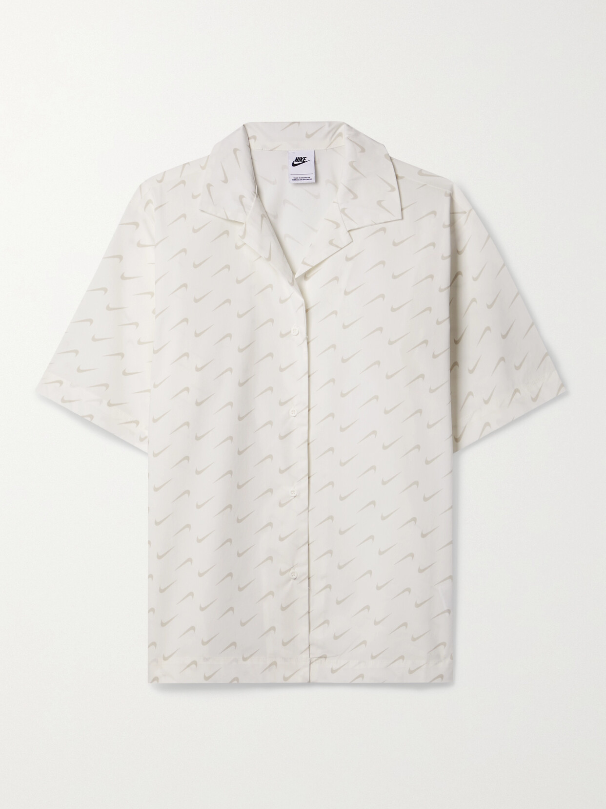 Nike Everyday Modern Printed Stretch Cotton-blend Poplin Shirt In Off-white