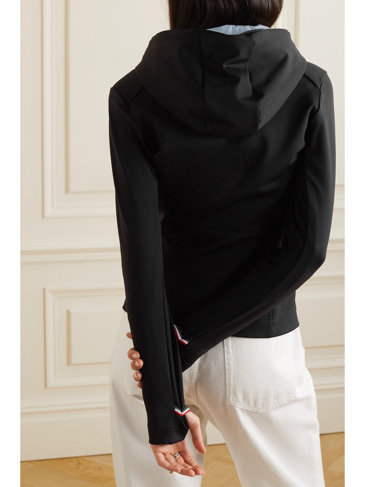 Moncler Embossed Jersey Hoodie In Black