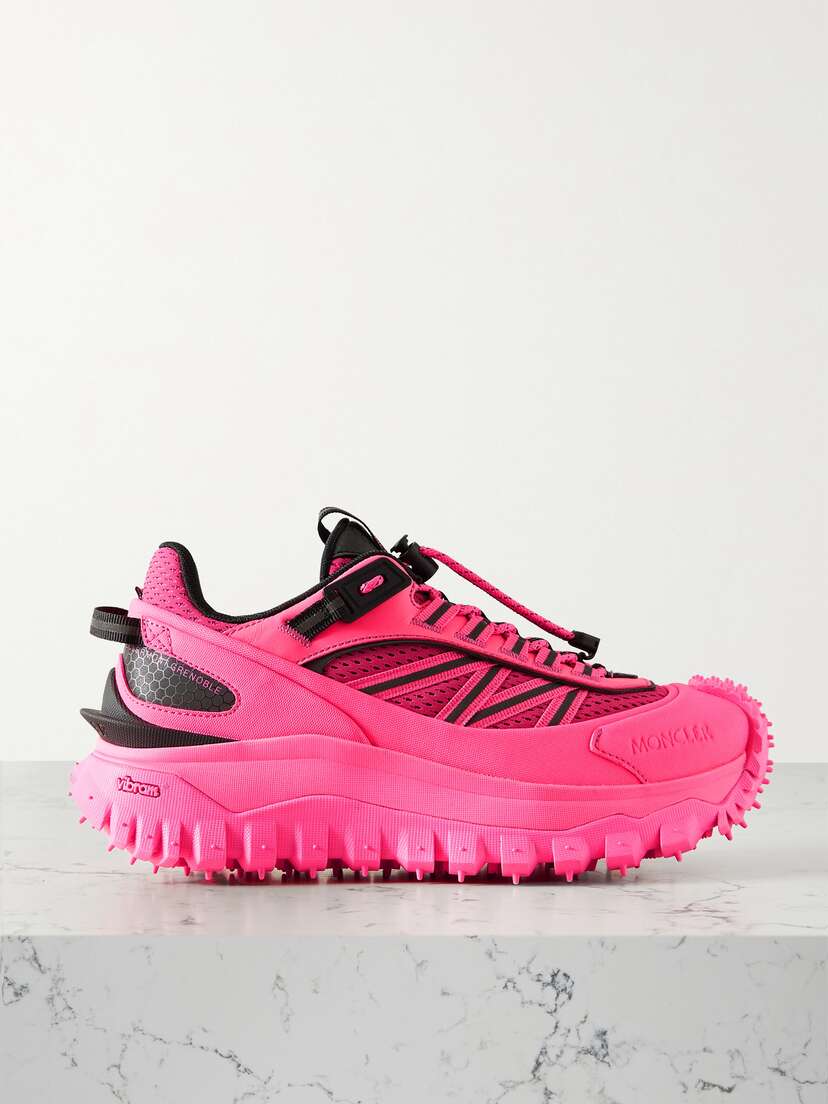 Moncler Grenoble Trailgrip Neon Canvas, Mesh And Leather Sneakers