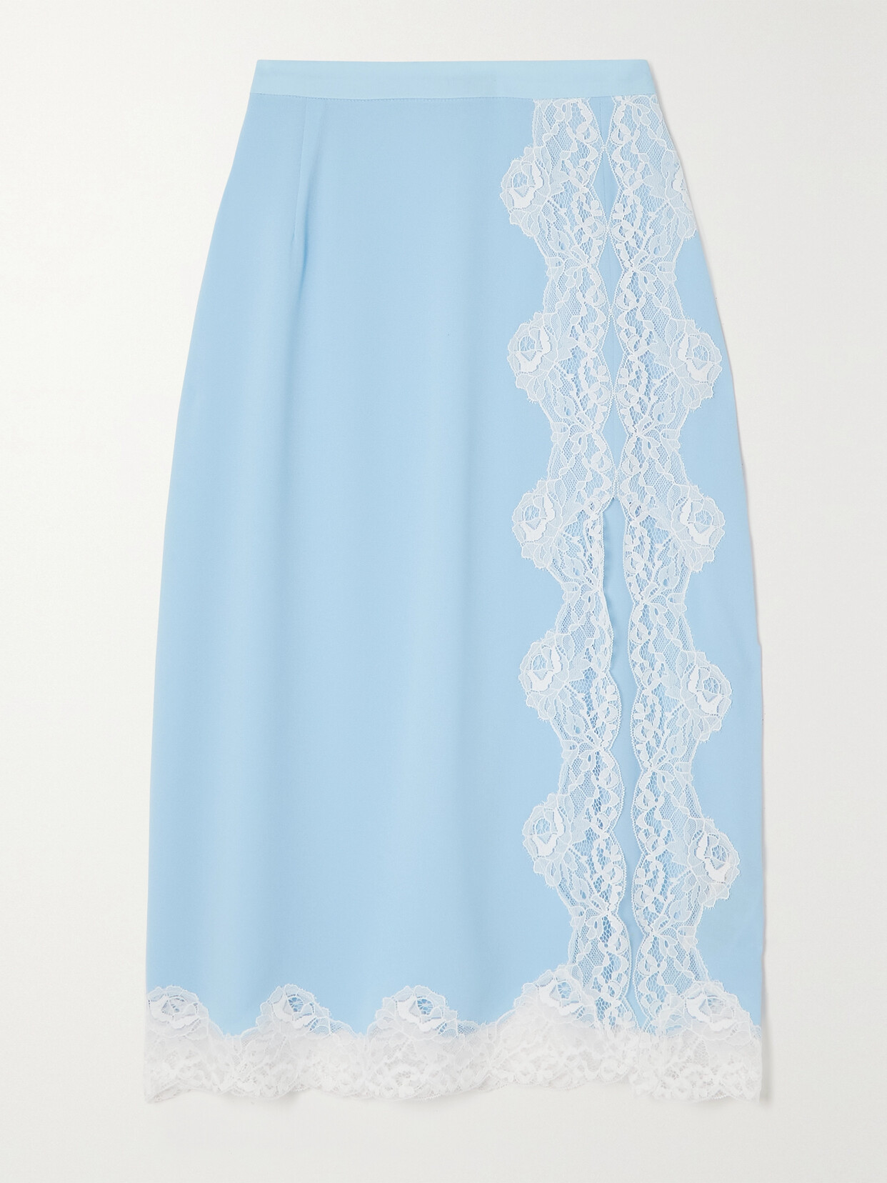 Christopher Kane - Lace-trimmed Crepe De Chine Midi Skirt - Blue