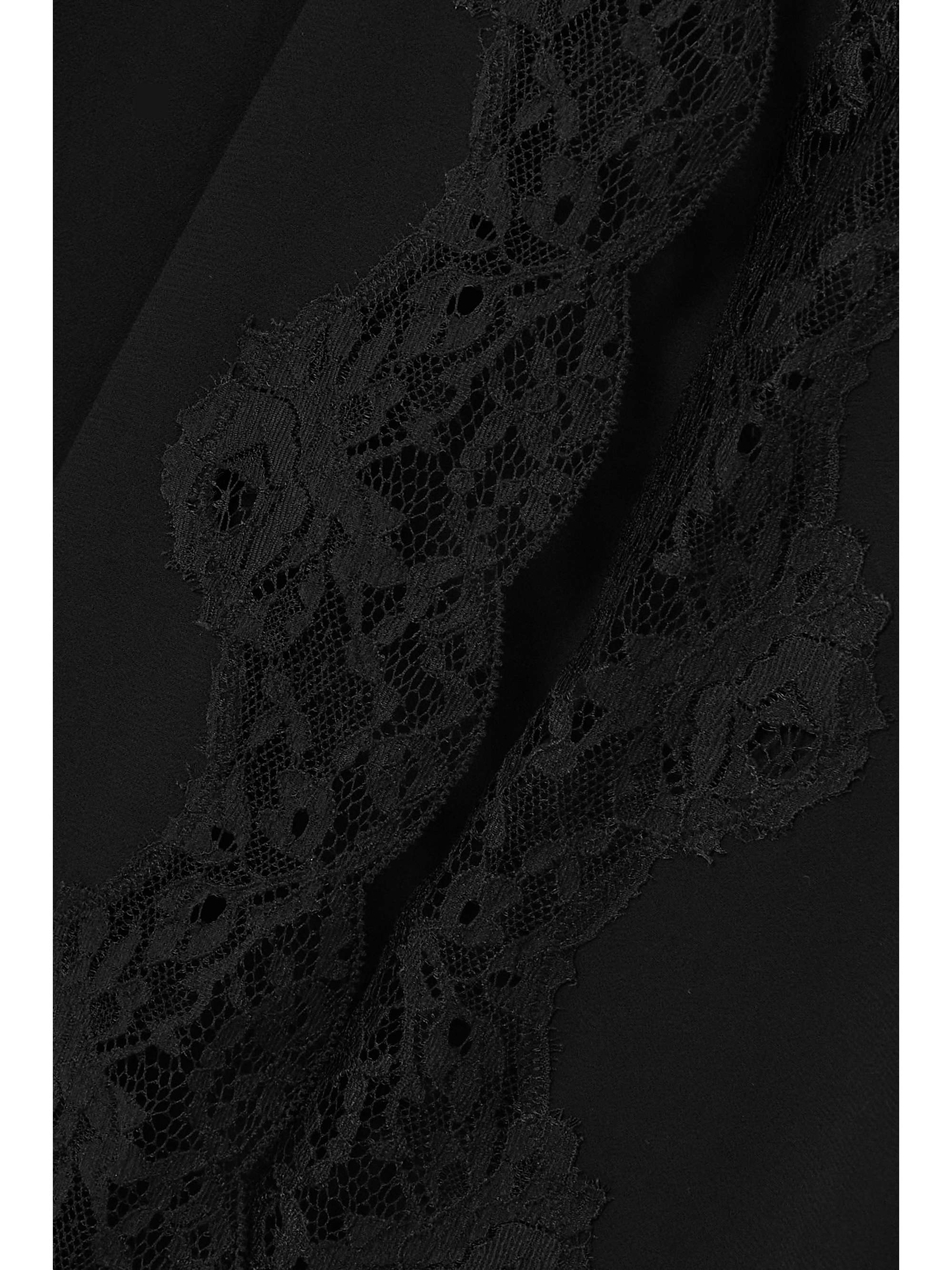 Black Be Mine buckled PU and lacetrimmed crepe de chine midi dress