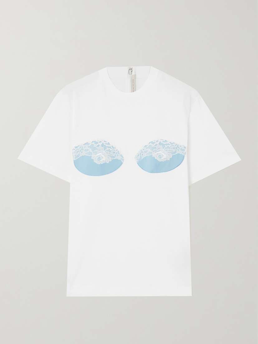 Christopher Kane Lace-trimmed Crepe And Organic Cotton-jersey T-shirt - x large