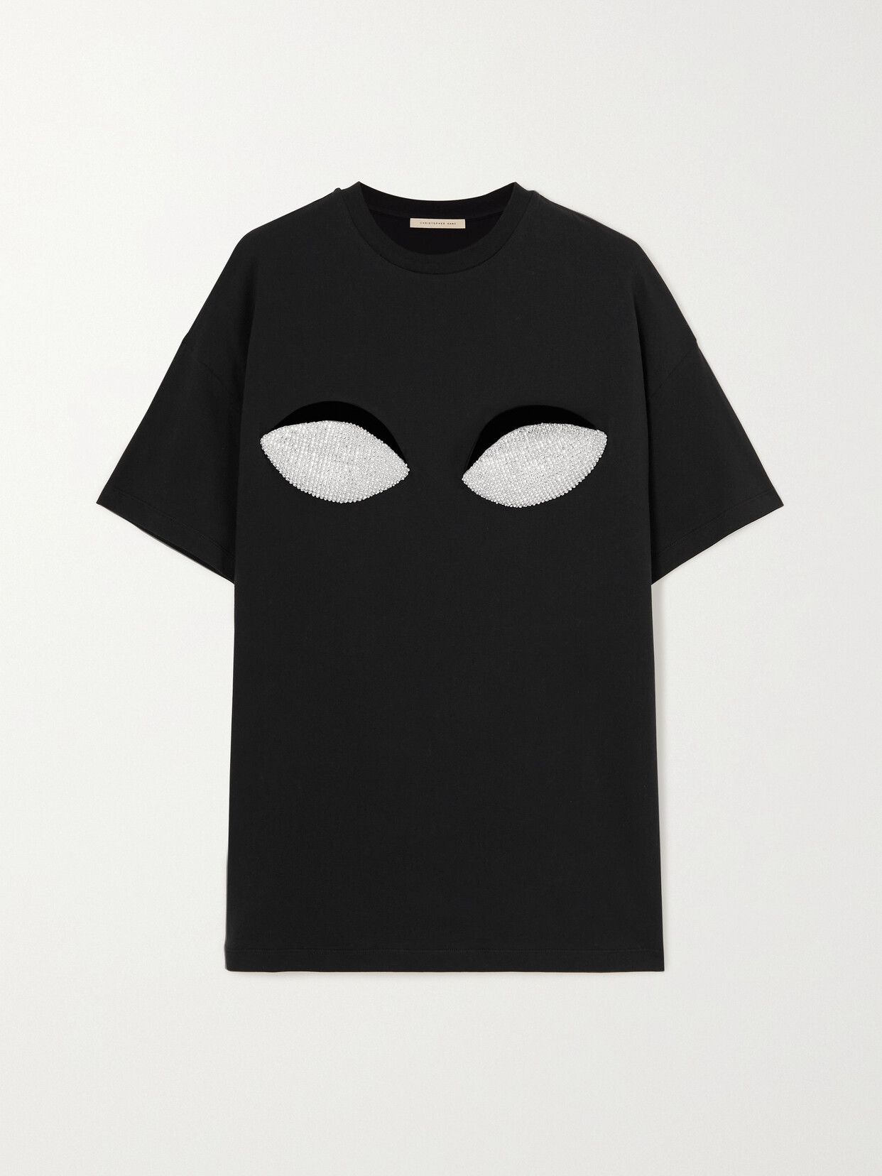 Christopher Kane - Crystal-embellished Cutout Organic Cotton-jersey T-shirt - Black