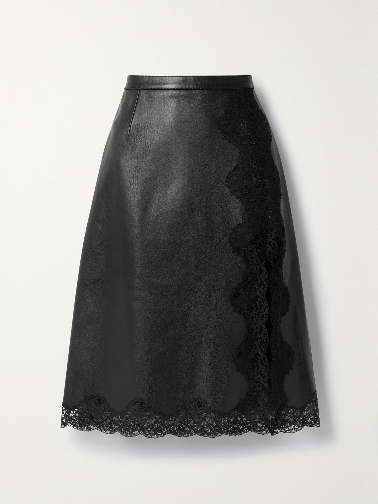 Christopher Kane - Mrs Robinson Lace-trimmed Leather Skirt - Unknown