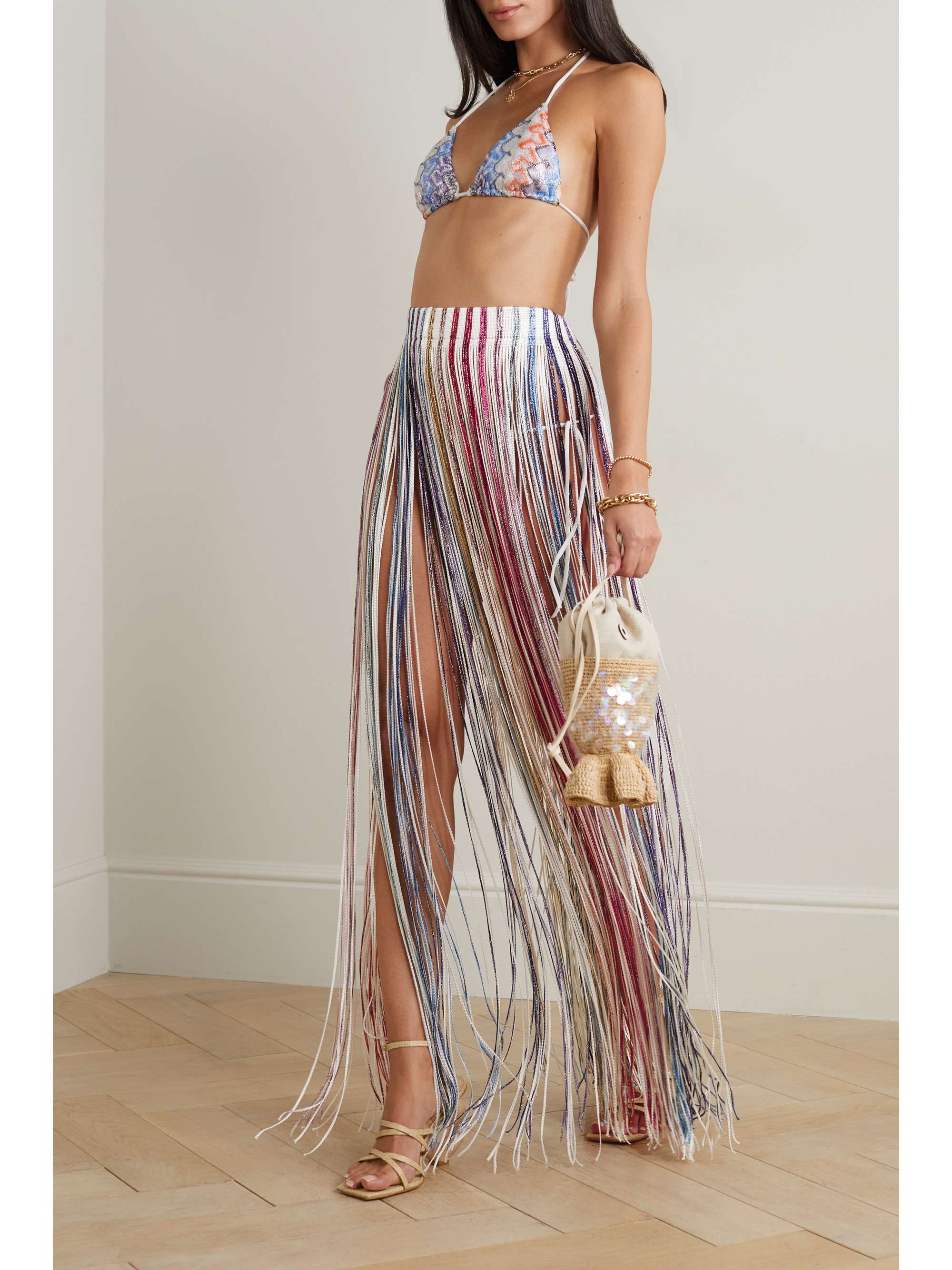 Metallic crochet knit skirt sale