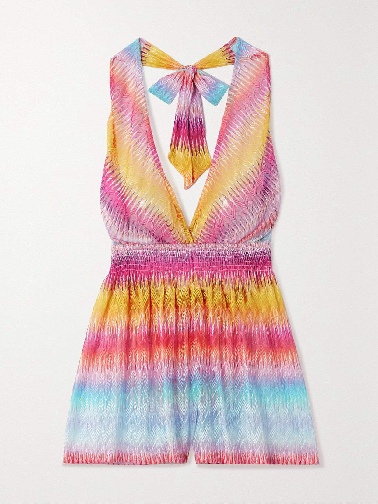 Missoni Striped Crochet-knit Halterneck Playsuit - Pink