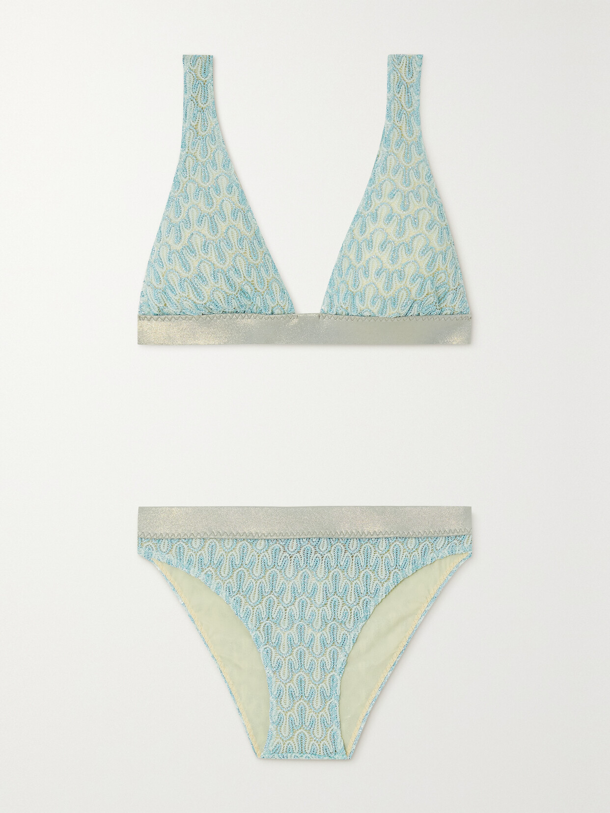 Missoni - Mare Metallic Crochet-knit Bikini - Blue