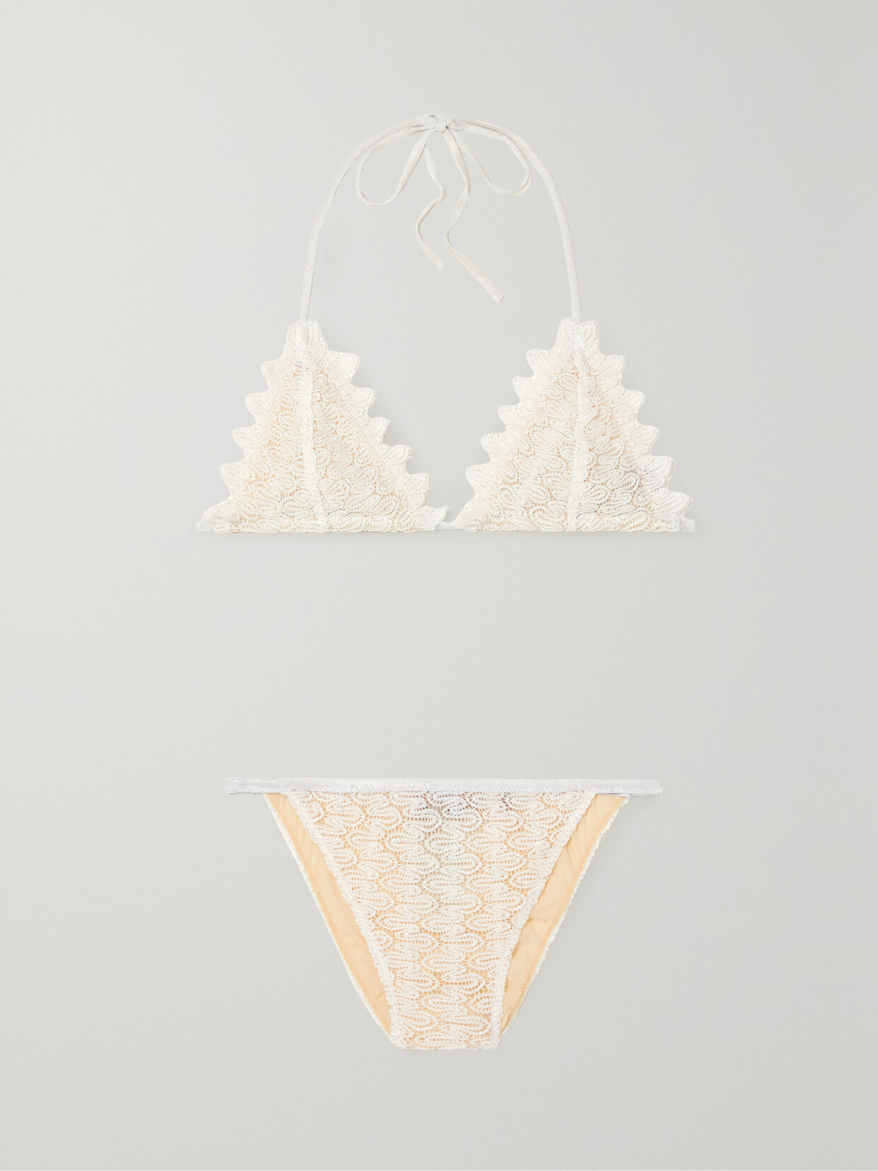 Missoni - Mare Metallic Crochet-knit Halterneck Triangle Bikini - White