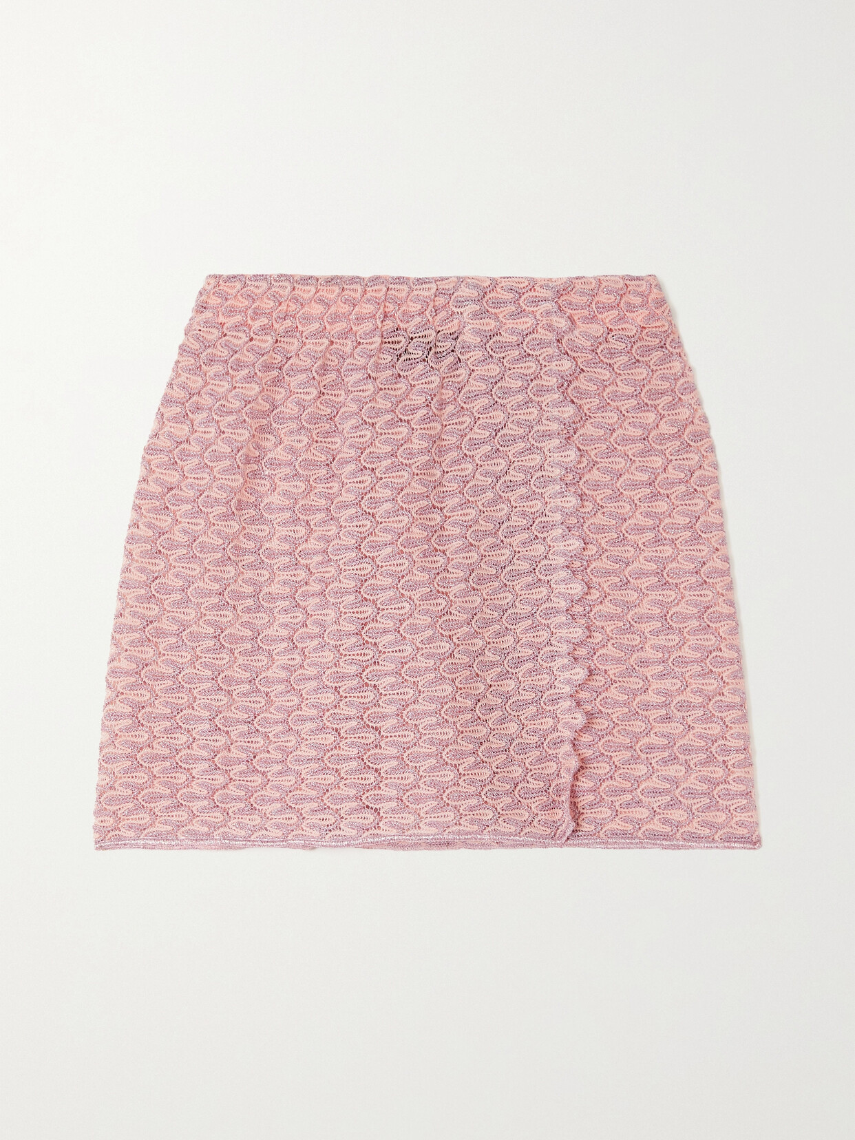 Missoni - Wrap-effect Crochet-knit Lamé Mini Skirt - Pink