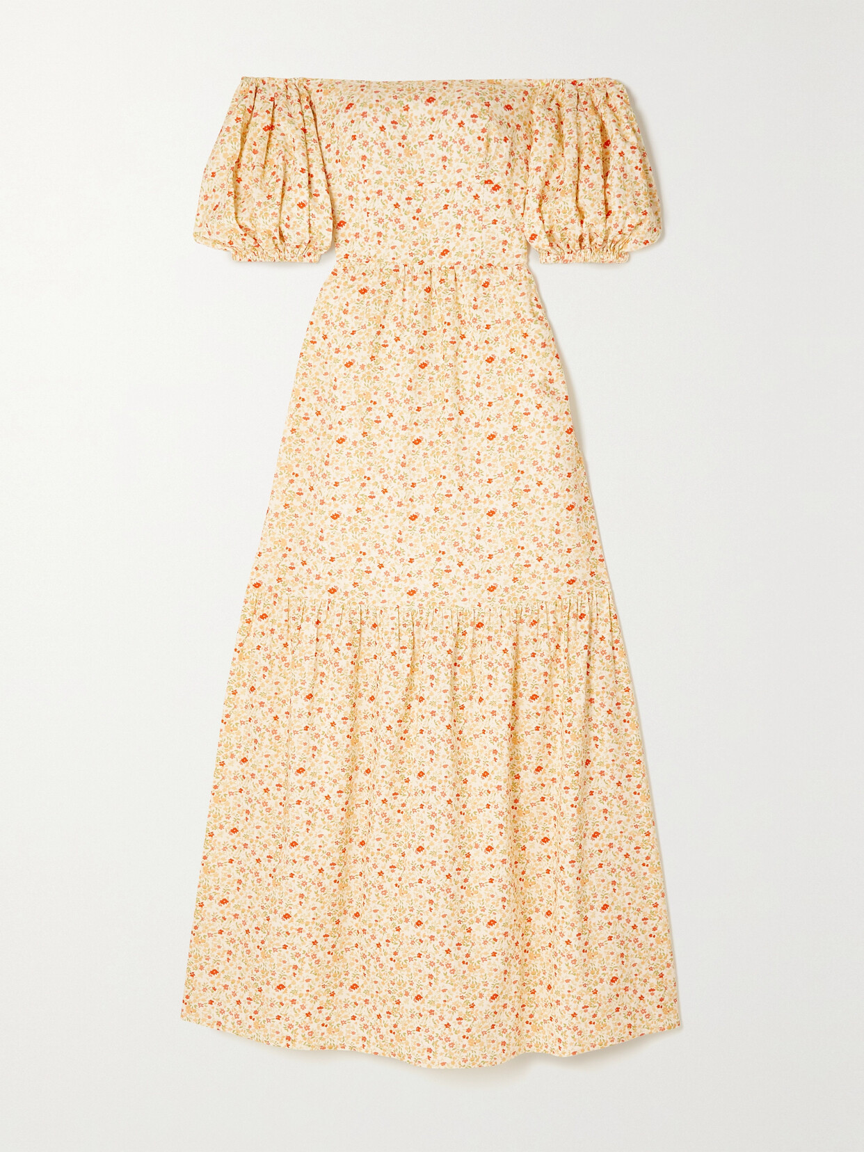 Peony + Net Sustain Off-the-shoulder Organic Cotton And Ecovero-blend Maxi Dress - Yellow