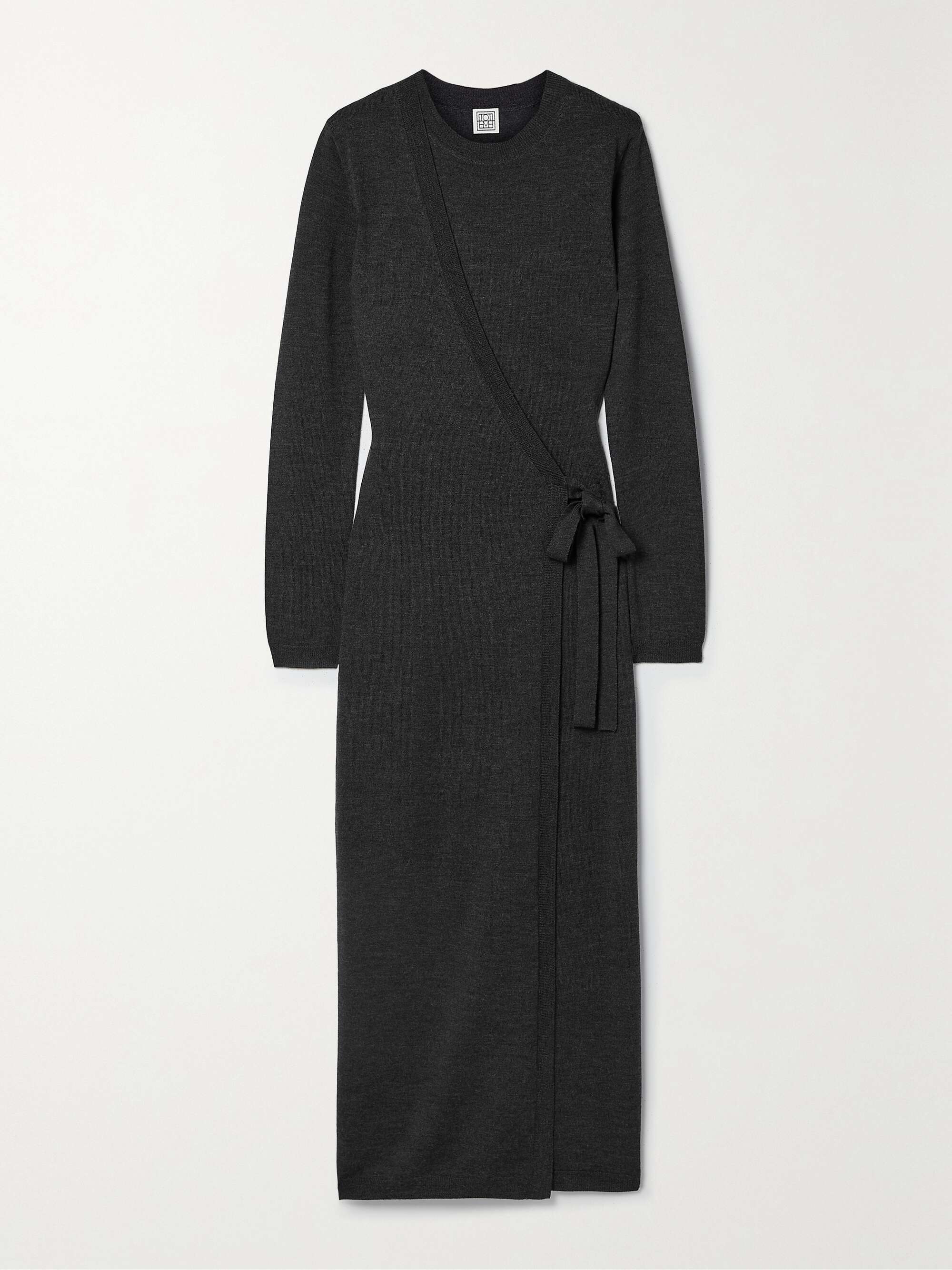 Gray Wool midi dress and wrap cardigan 