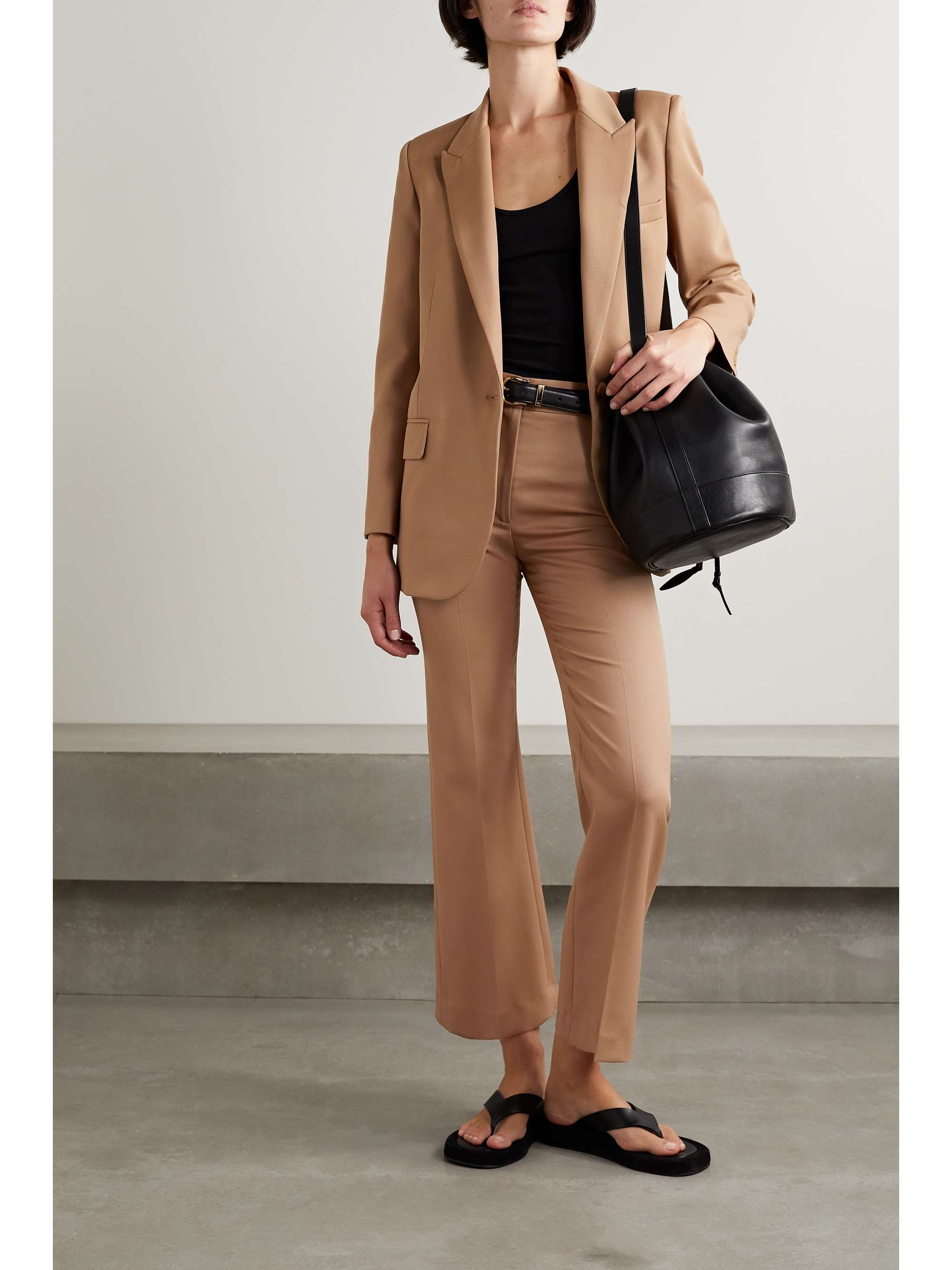 NILI LOTAN Corette cropped wool-gabardine straight-leg pants