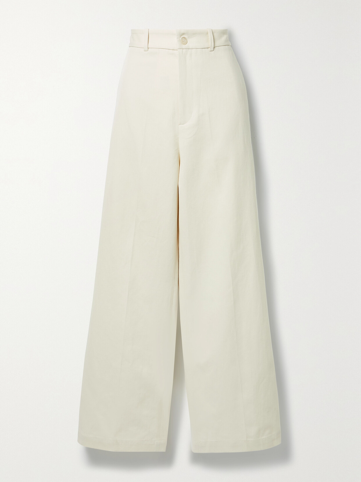 Nili Lotan - Johan Cotton And Linen-blend Twill Wide-leg Pants - Ivory