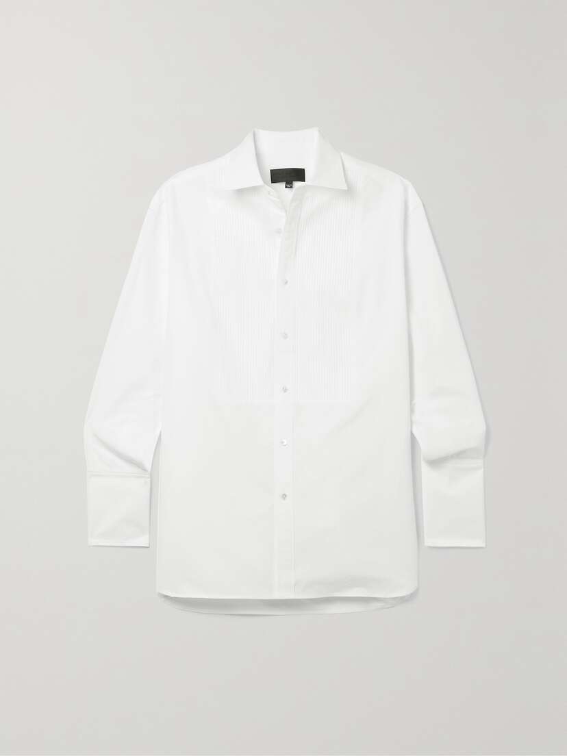Nili Lotan Blanche Ribbed Cotton-poplin Shirt