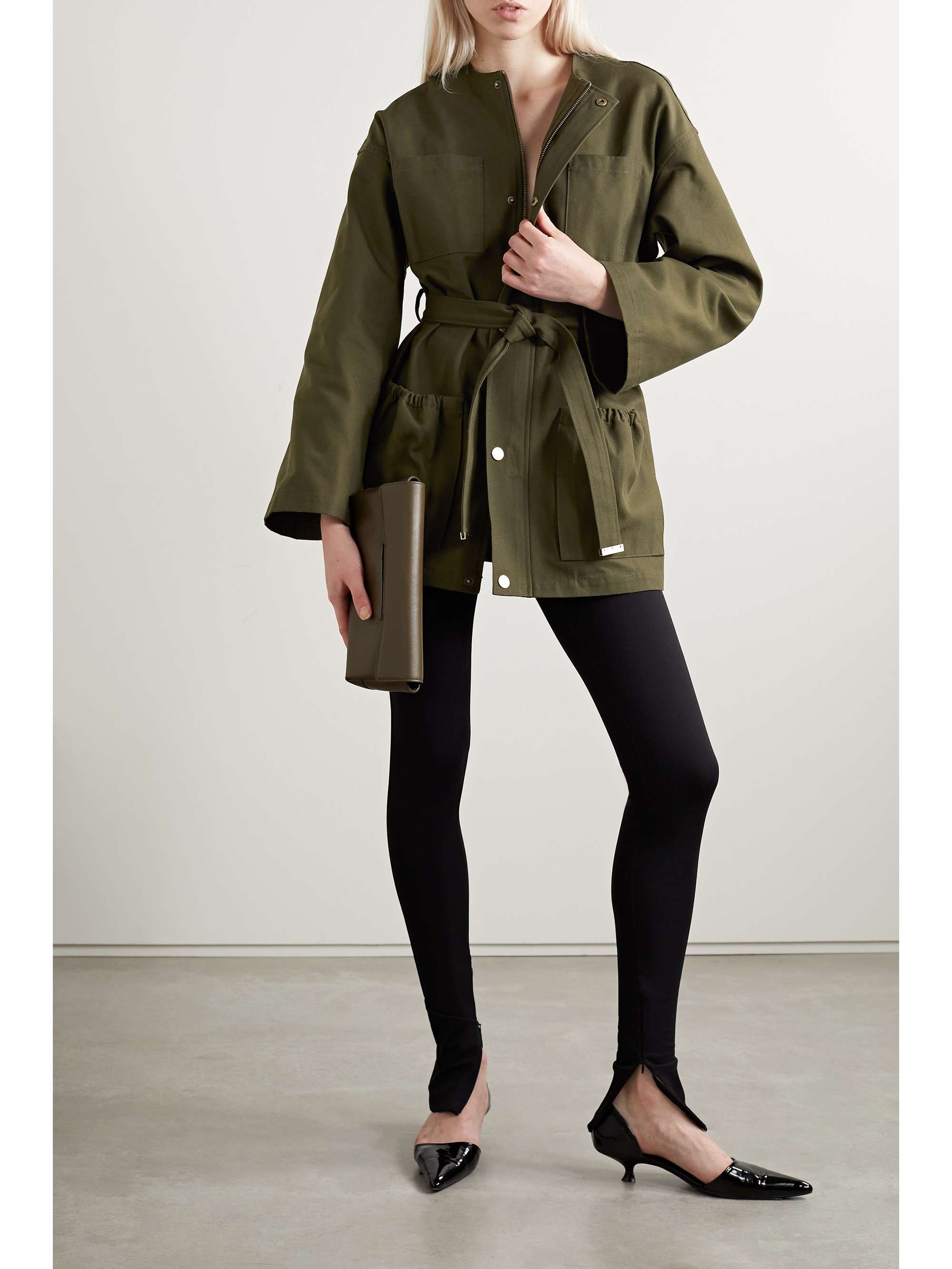 NILI LOTAN Denise belted cotton-canvas jacket | NET-A-PORTER