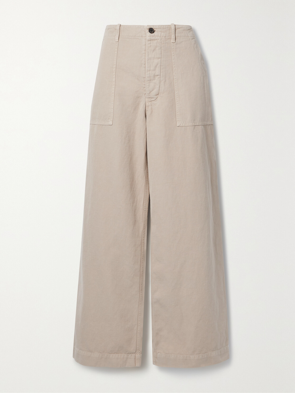 Nili Lotan - Leon Cotton And Linen-blend Twill Wide-leg Pants - Gray