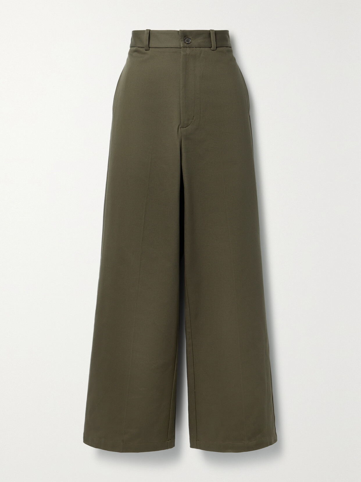 Nili Lotan Johan Cotton-twill Wide-leg Pants In Green