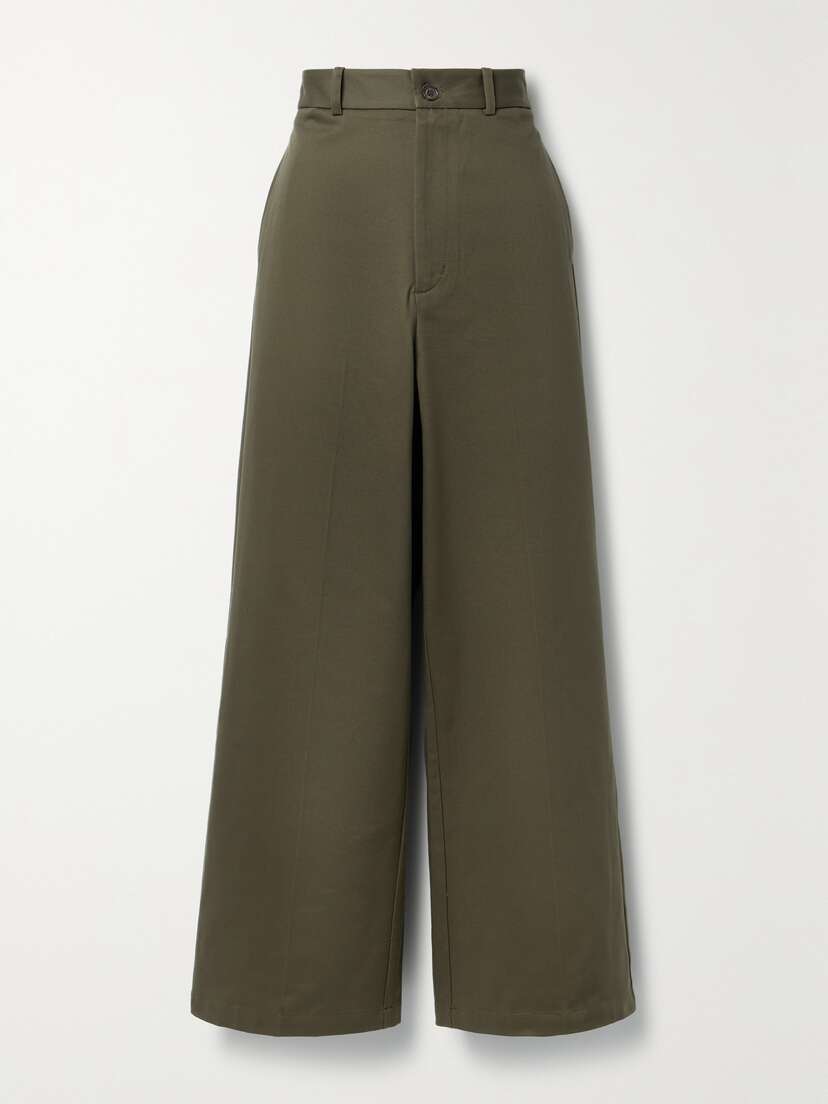 Nili Lotan Johan Cotton-twill Wide-leg Pants
