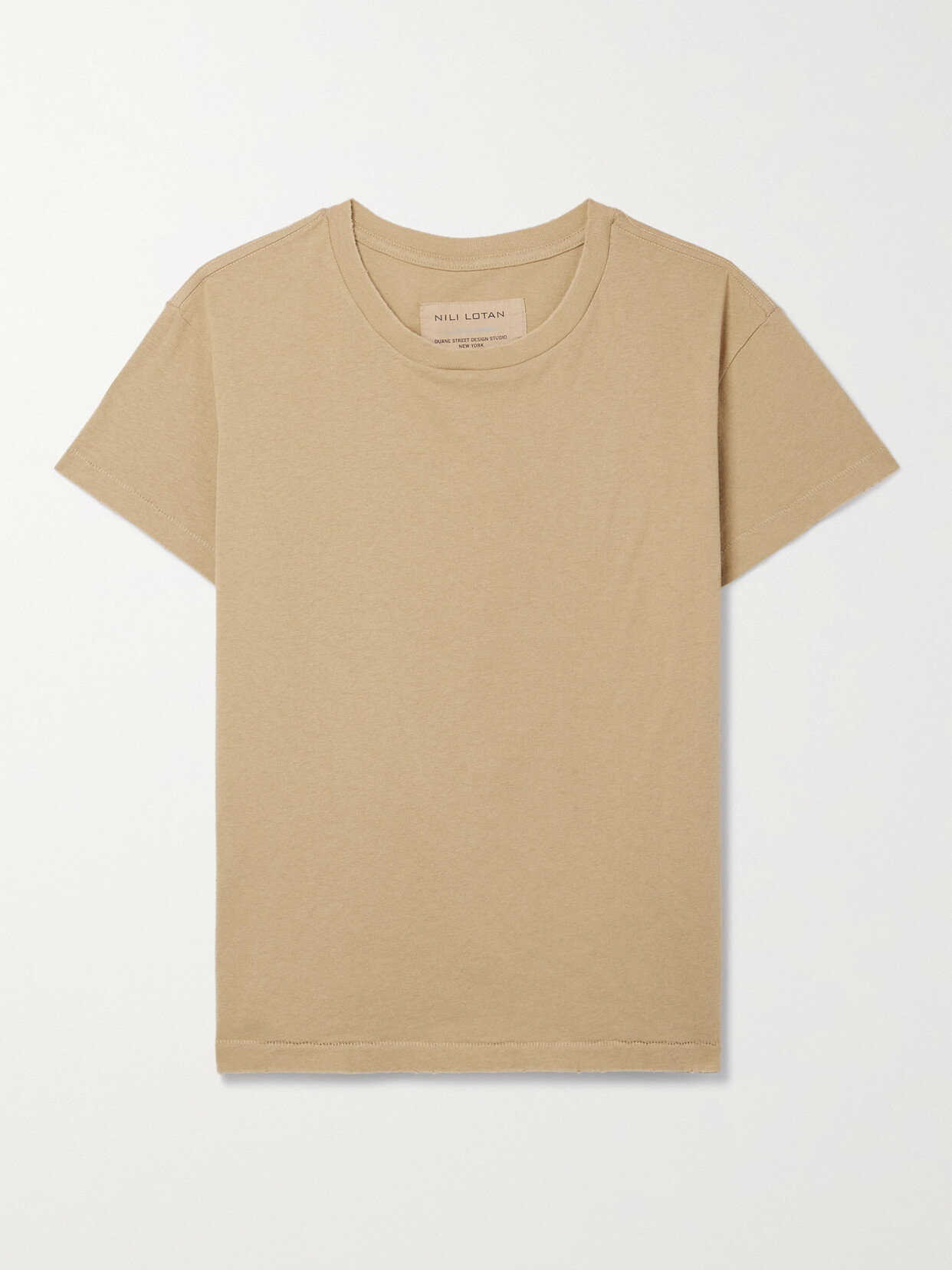 Nili Lotan - Brady Distressed Cotton-jersey T-shirt - Neutrals