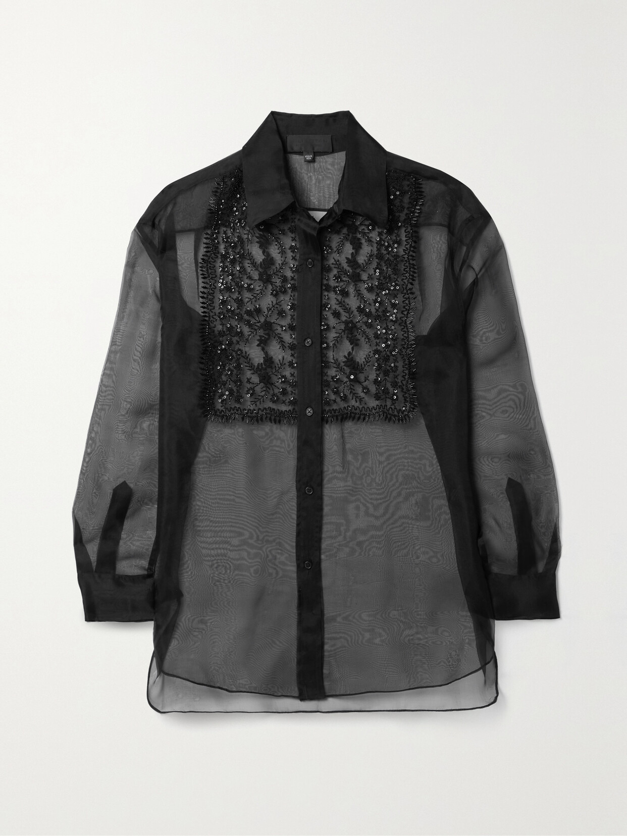 Nili Lotan - Noel Embellished Silk-organza Shirt - Black