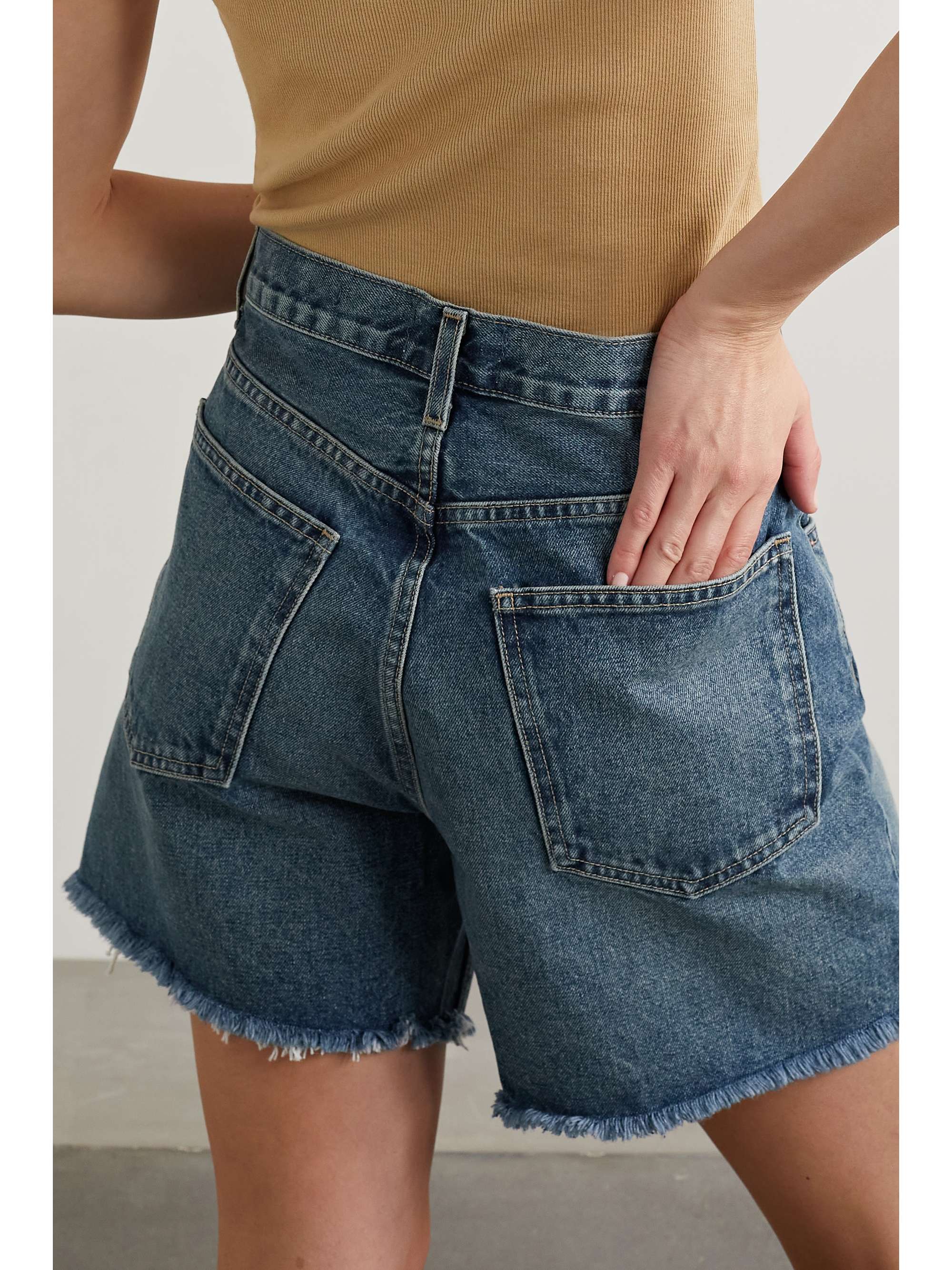 NILI LOTAN Yoann frayed denim shorts