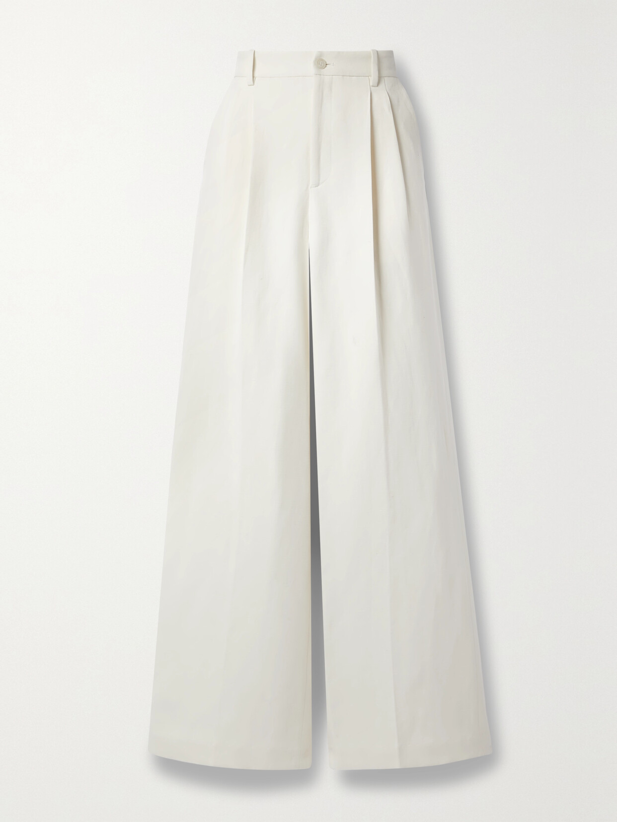 Nili Lotan - Flavie Pleated Linen And Cotton-blend Twill Pants - Ivory