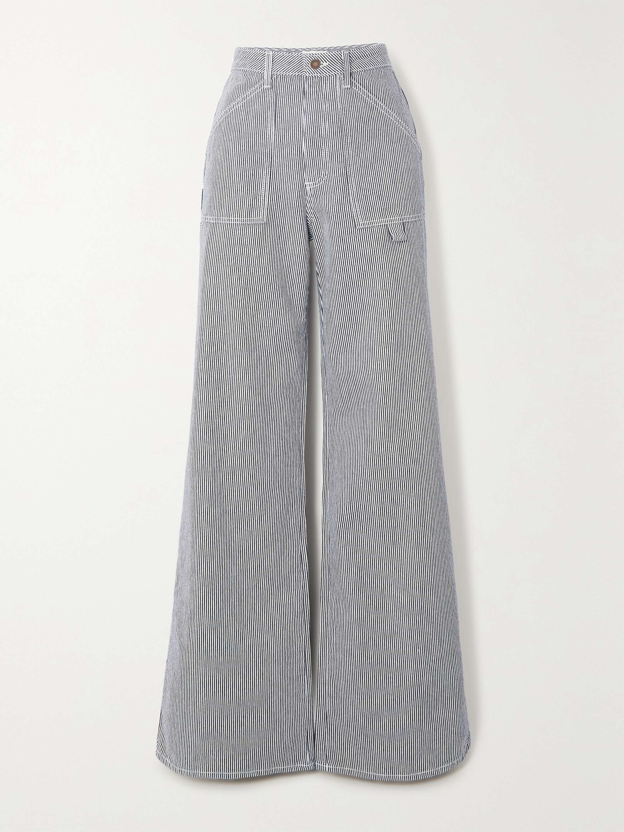 Striped high sales rise jeans