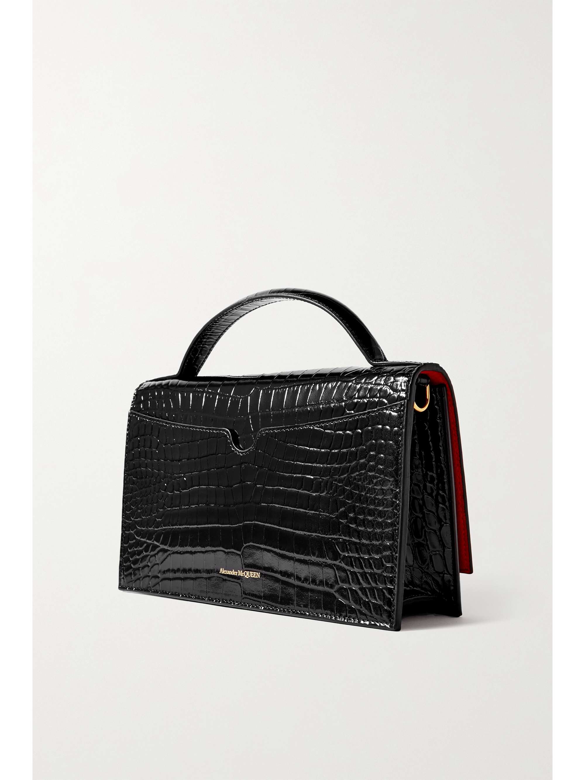 MCQUEEN Skull medium croc-effect leather shoulder bag