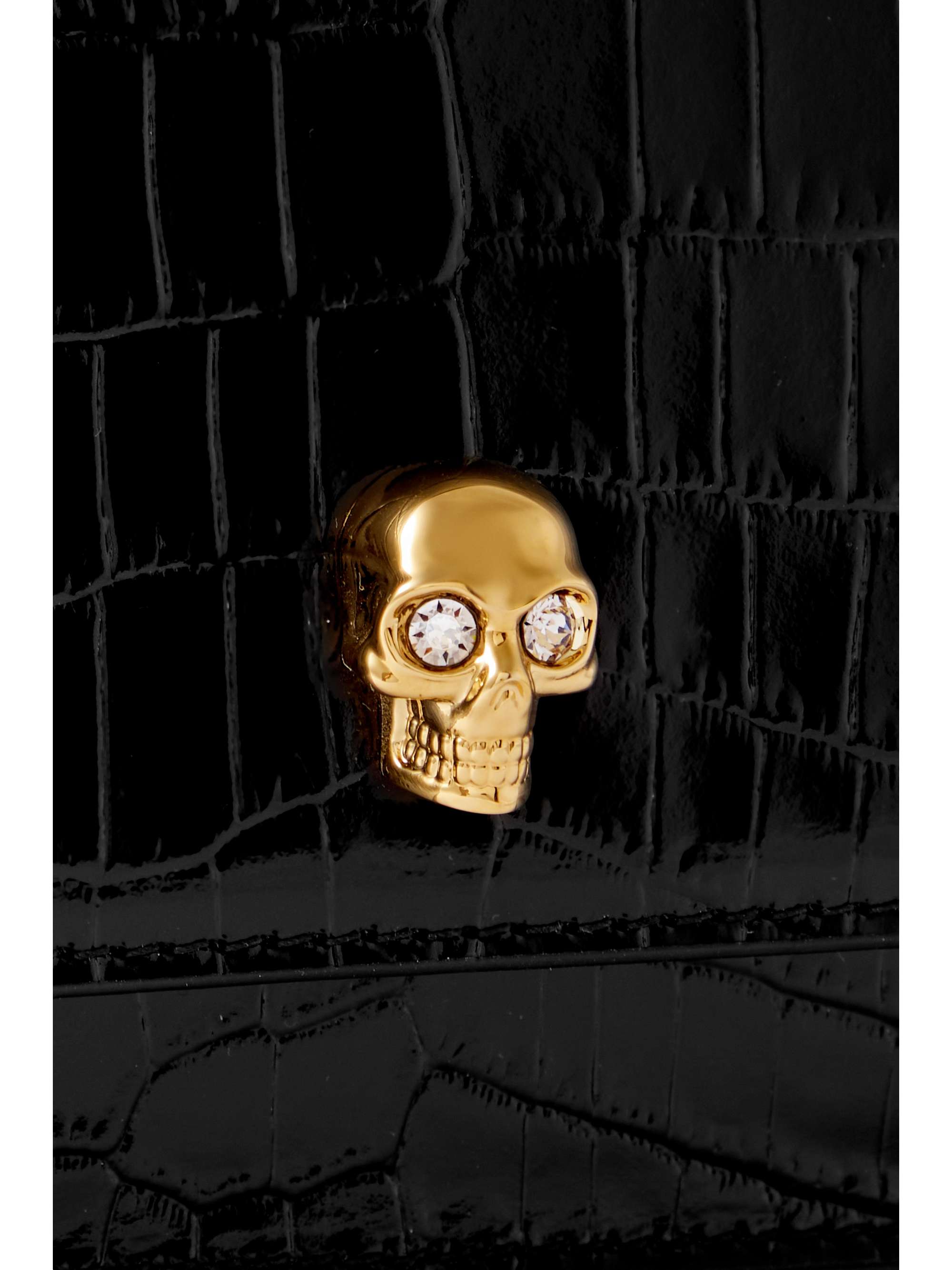 MCQUEEN Skull medium croc-effect leather shoulder bag