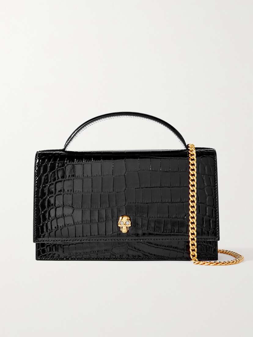 McQueen Skull Medium Croc-effect Leather Shoulder Bag