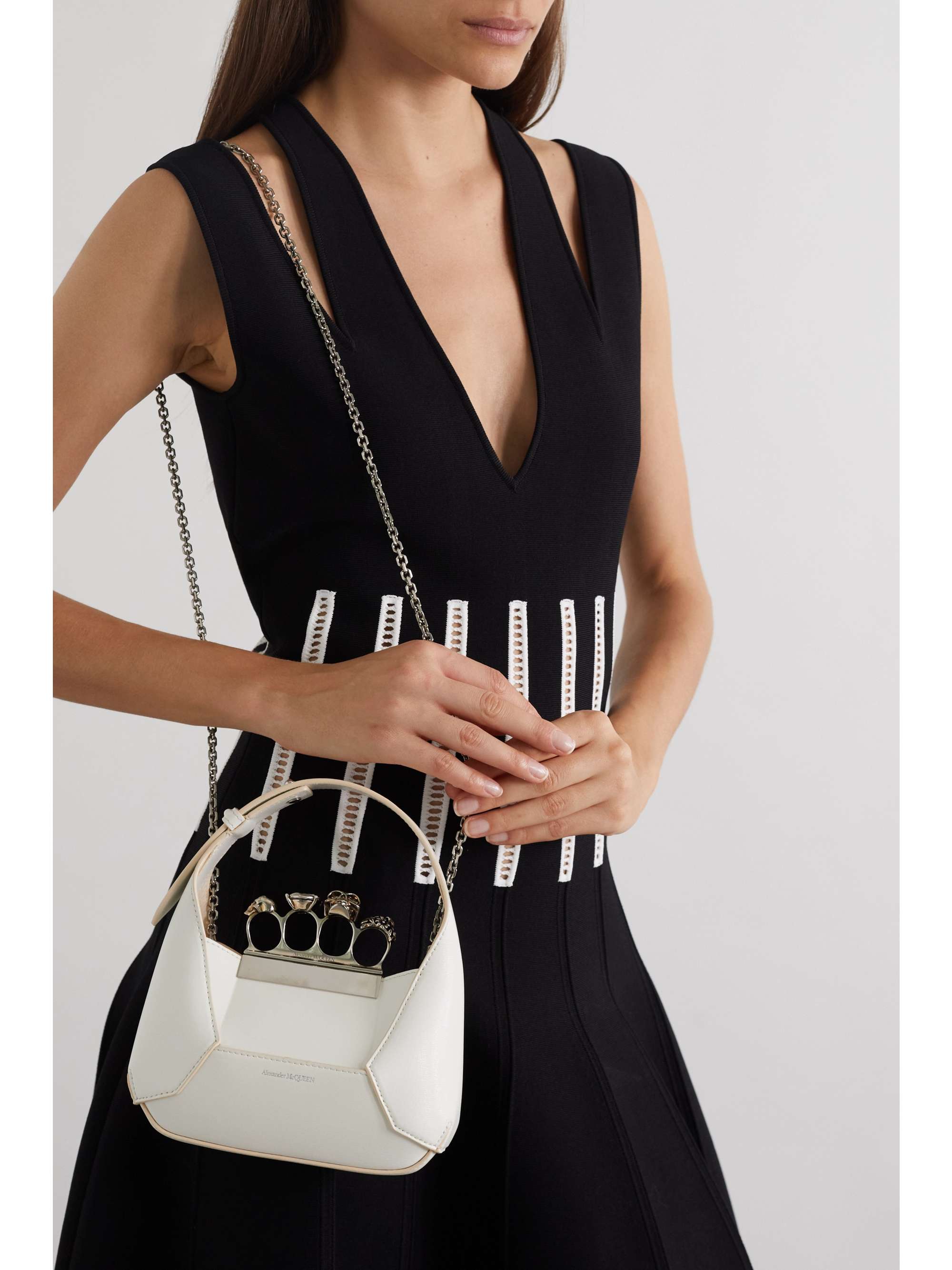 MCQUEEN Mini embellished leather shoulder bag
