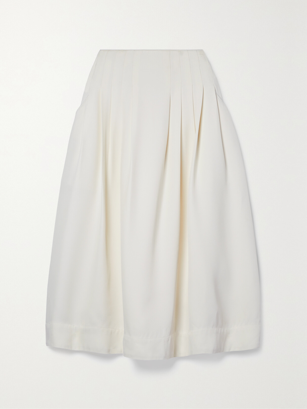 Co Pleated Twill Midi Skirt - Ivory