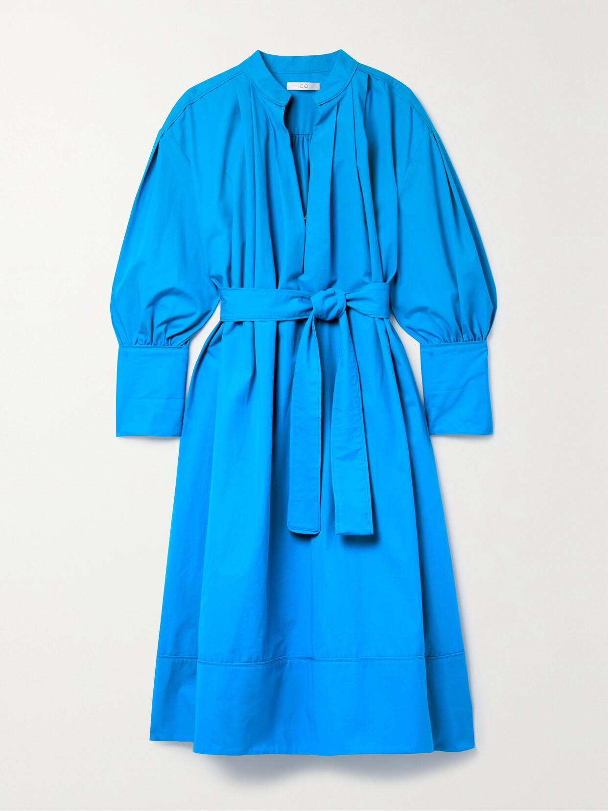 Co - Belted Organic Cotton-poplin Midi Shirt Dress - Blue