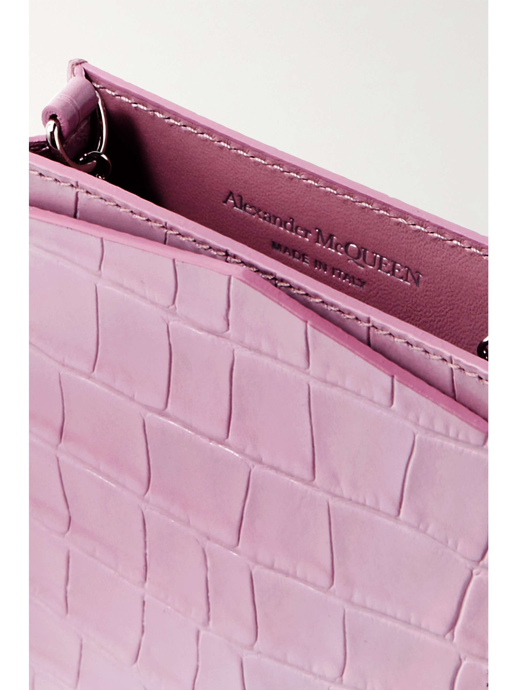 ALEXANDER MCQUEEN Embellished croc-effect leather shoulder bag