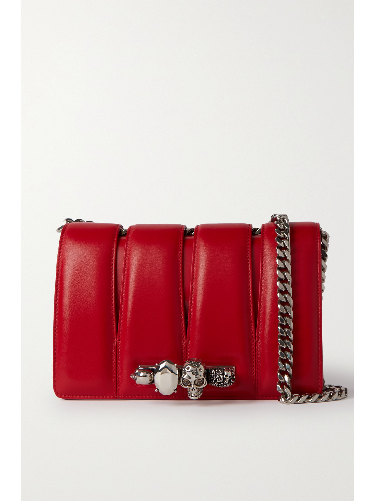 Alexander McQueen - The Slash Embellished Cutout Leather Shoulder Bag - Red