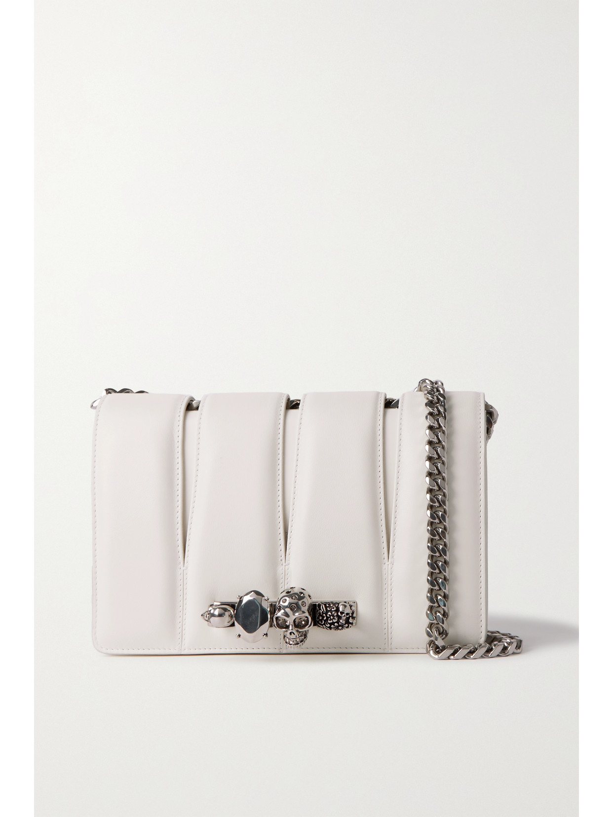 Alexander McQueen - The Slash Embellished Cutout Leather Shoulder Bag - Ivory