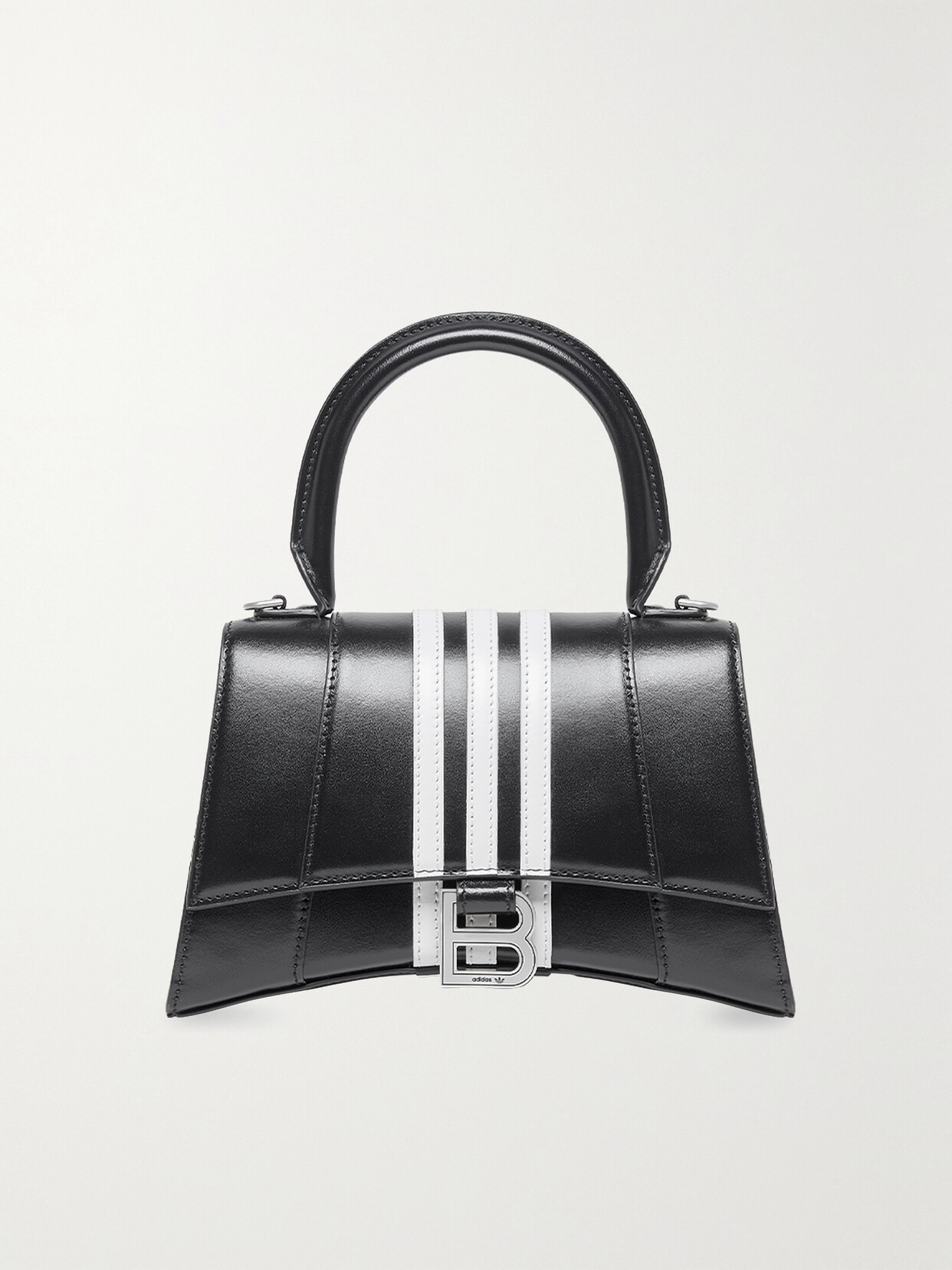 Balenciaga - + Adidas Hourglass Xs Striped Leather Tote - Black